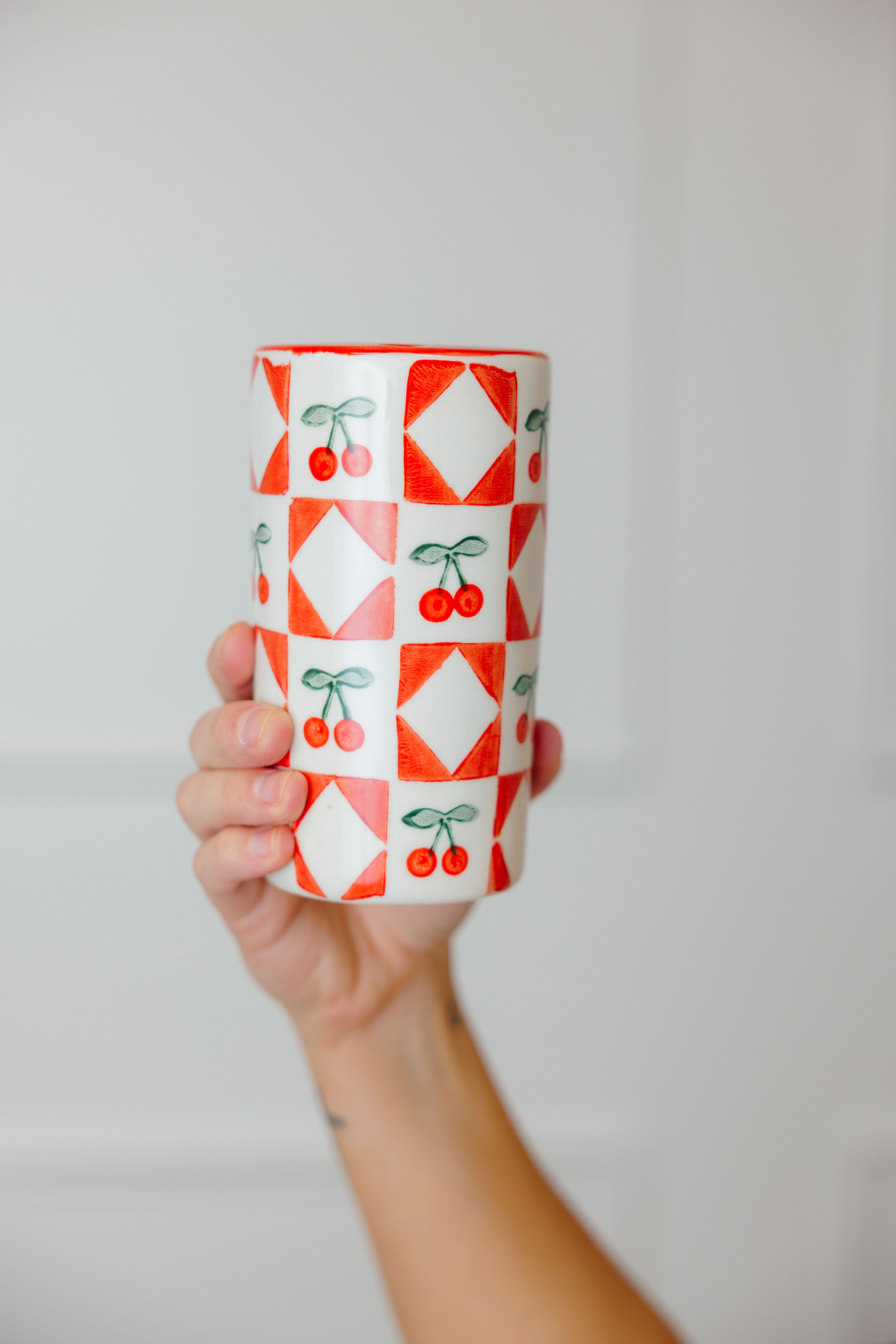 Cherry Picnic Ceramic Coffee Tumbler