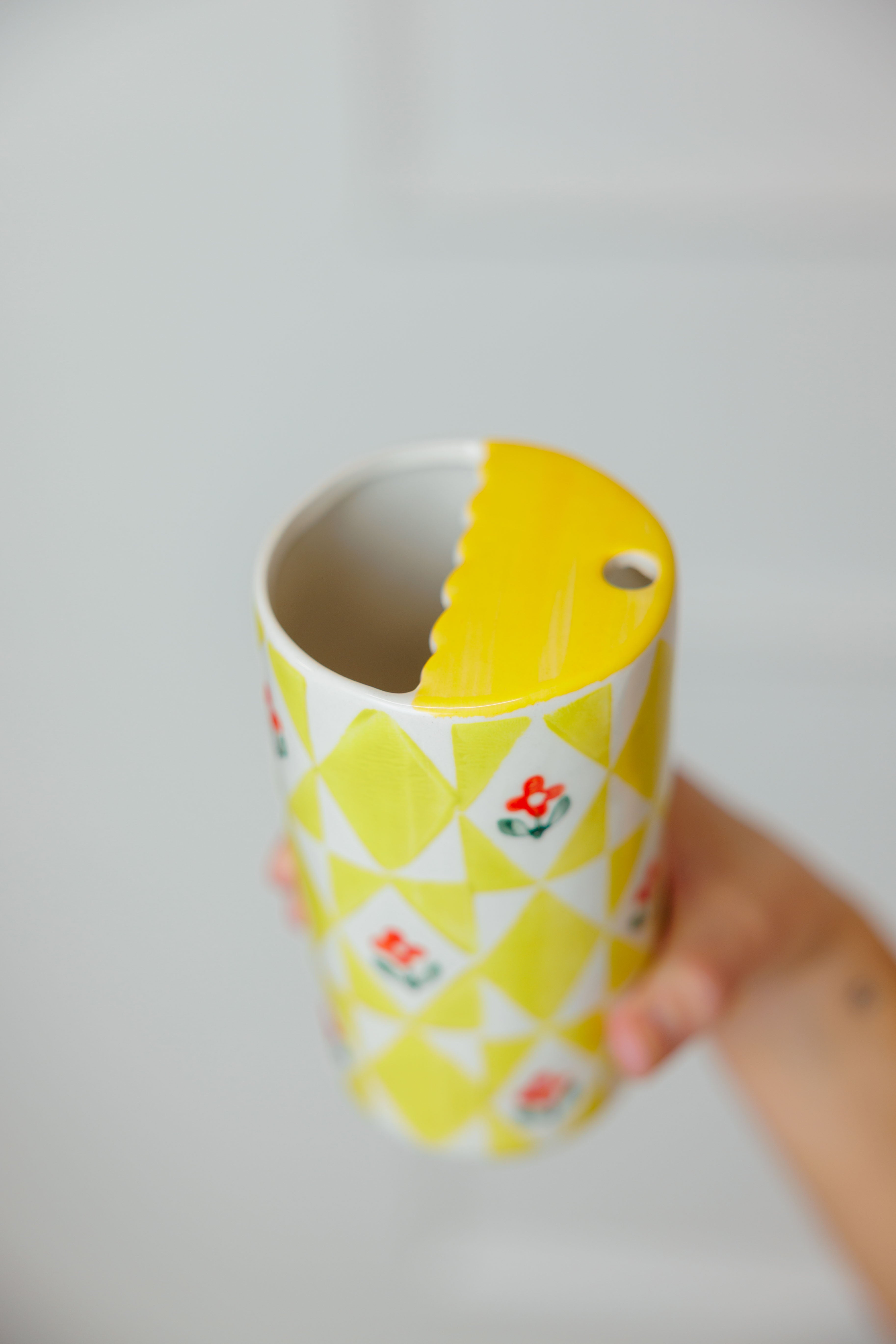 Sunny Bloom Ceramic Coffee Tumbler