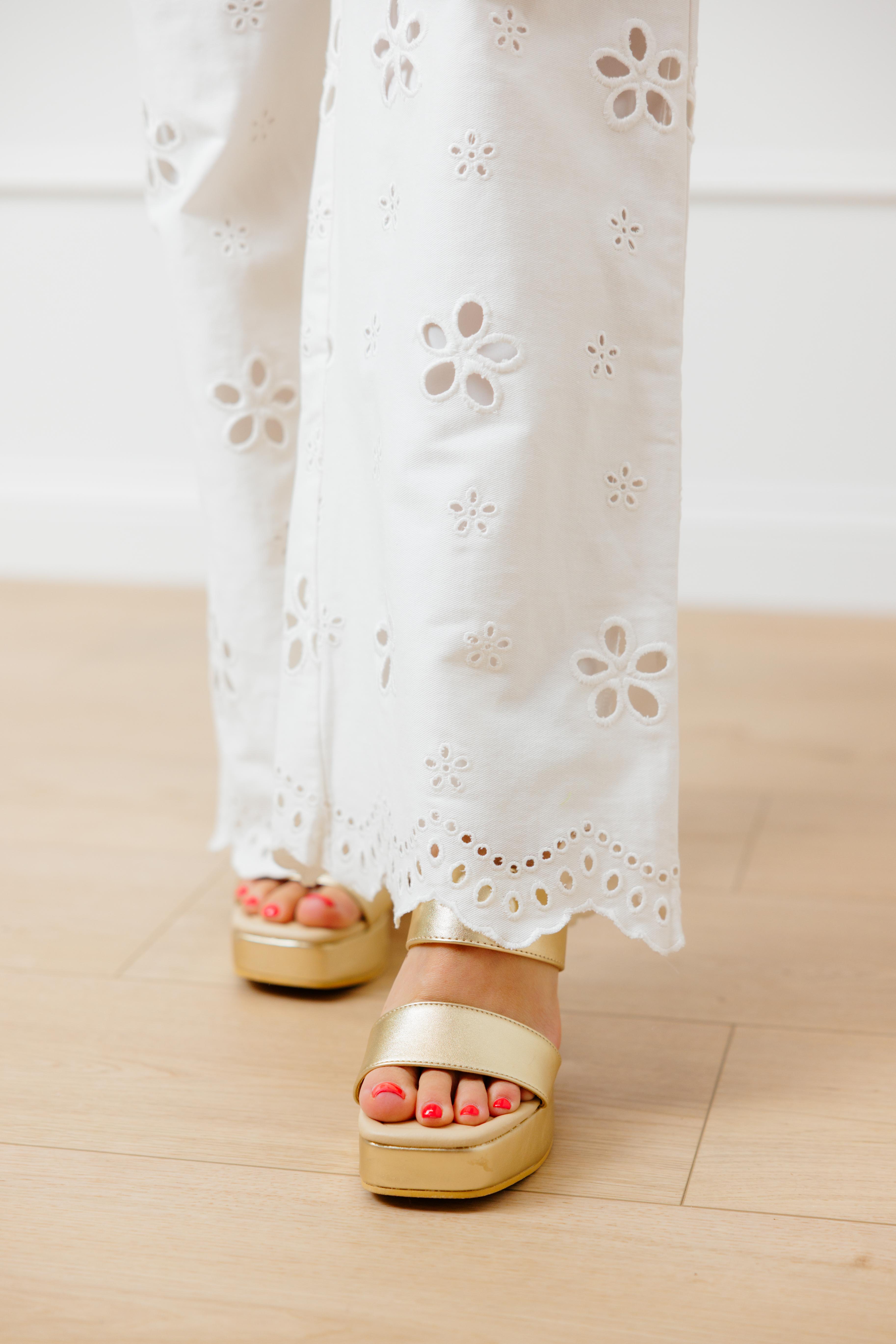 White Embroidered Pant Set
