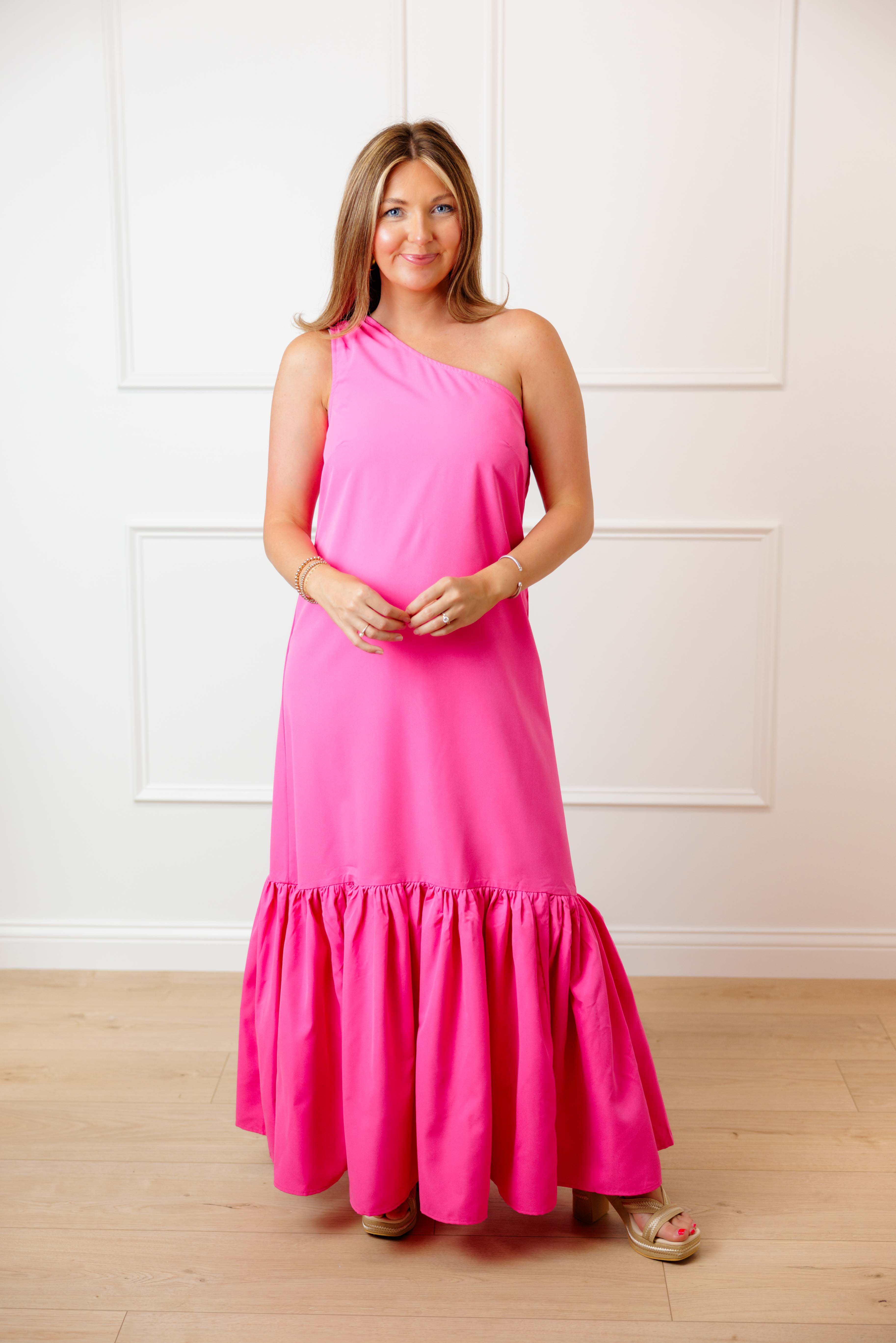 Pink One Shoulder Dress