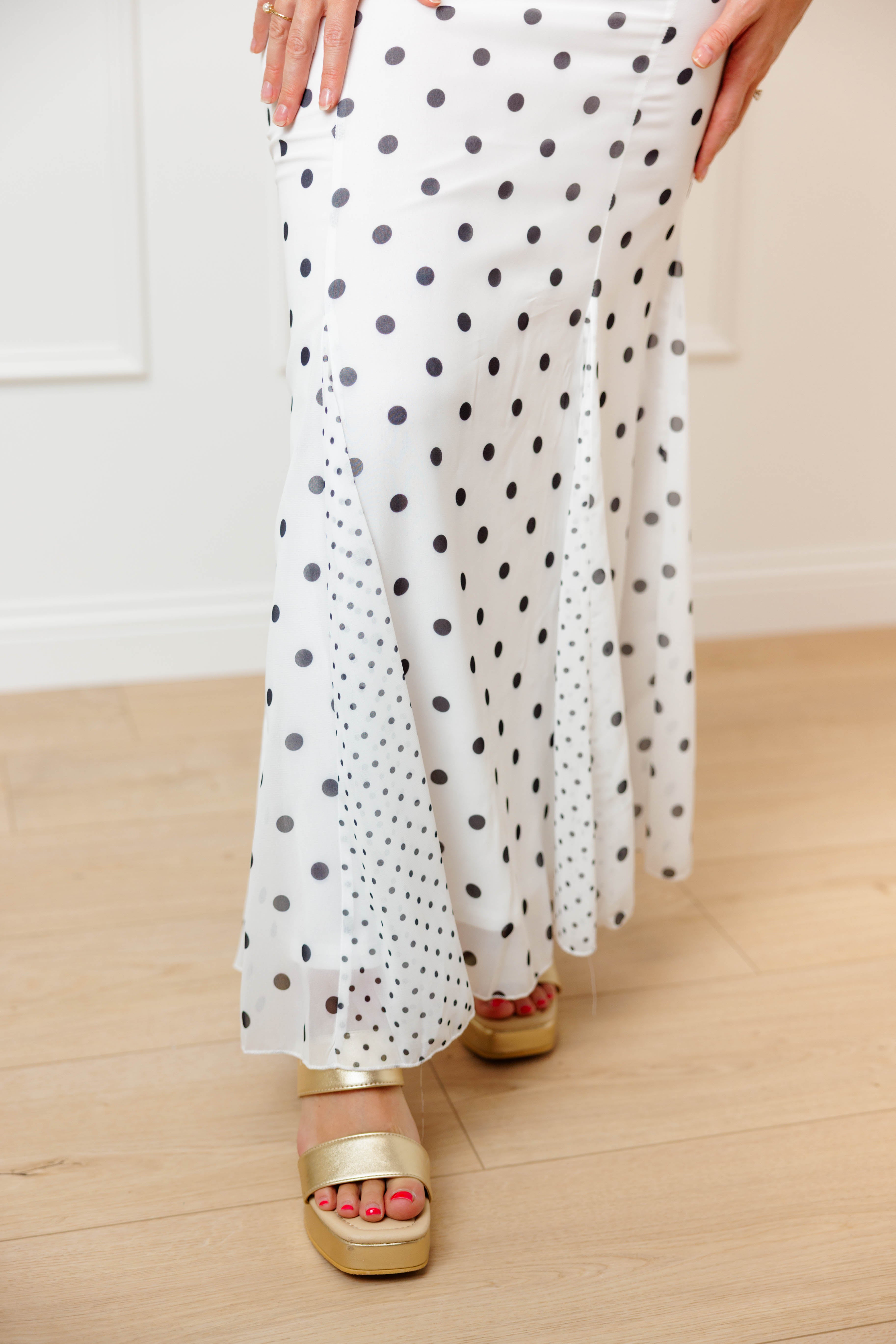 Black Polka Dot Skirt Set