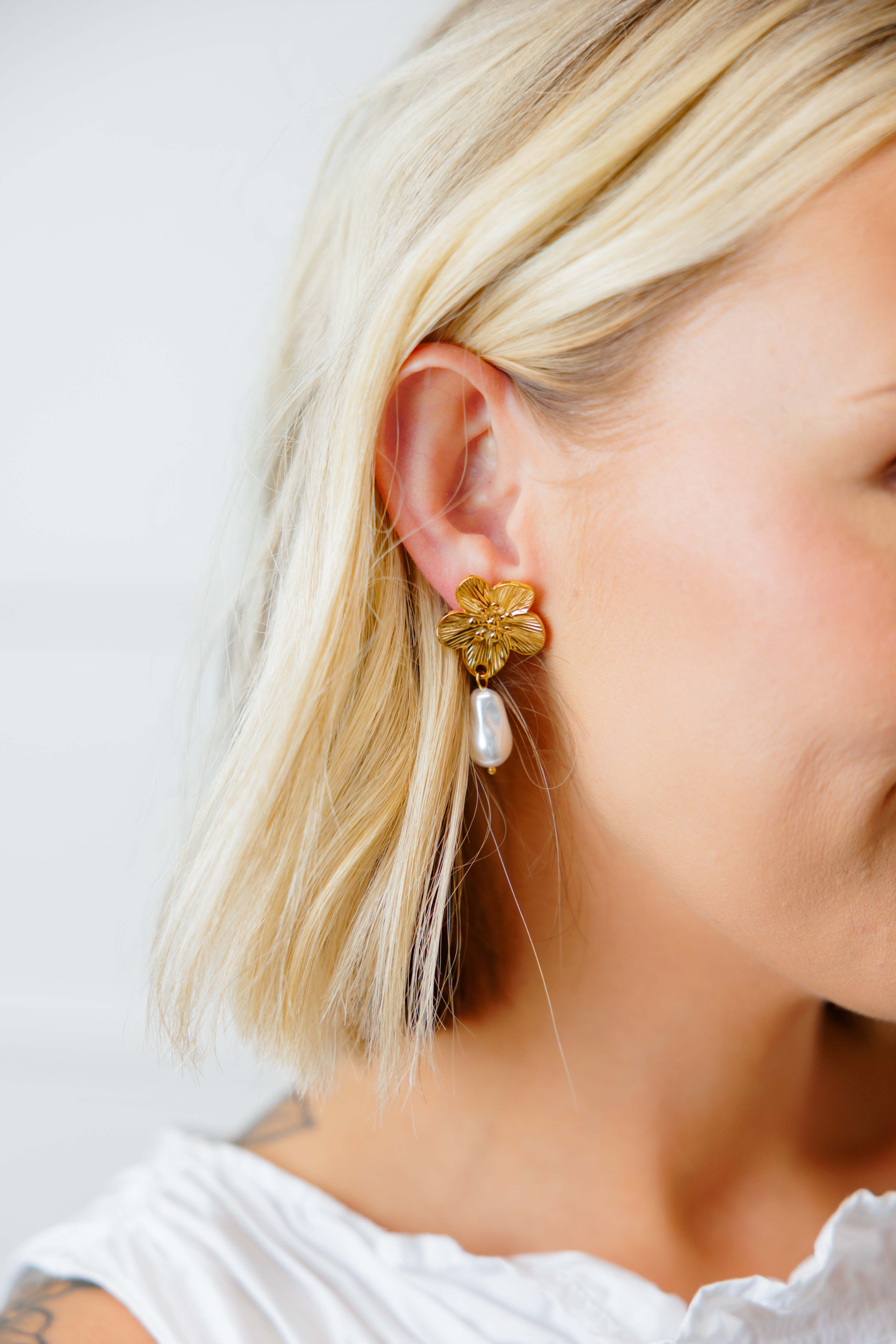 Cypress Flower Pearl Earrings