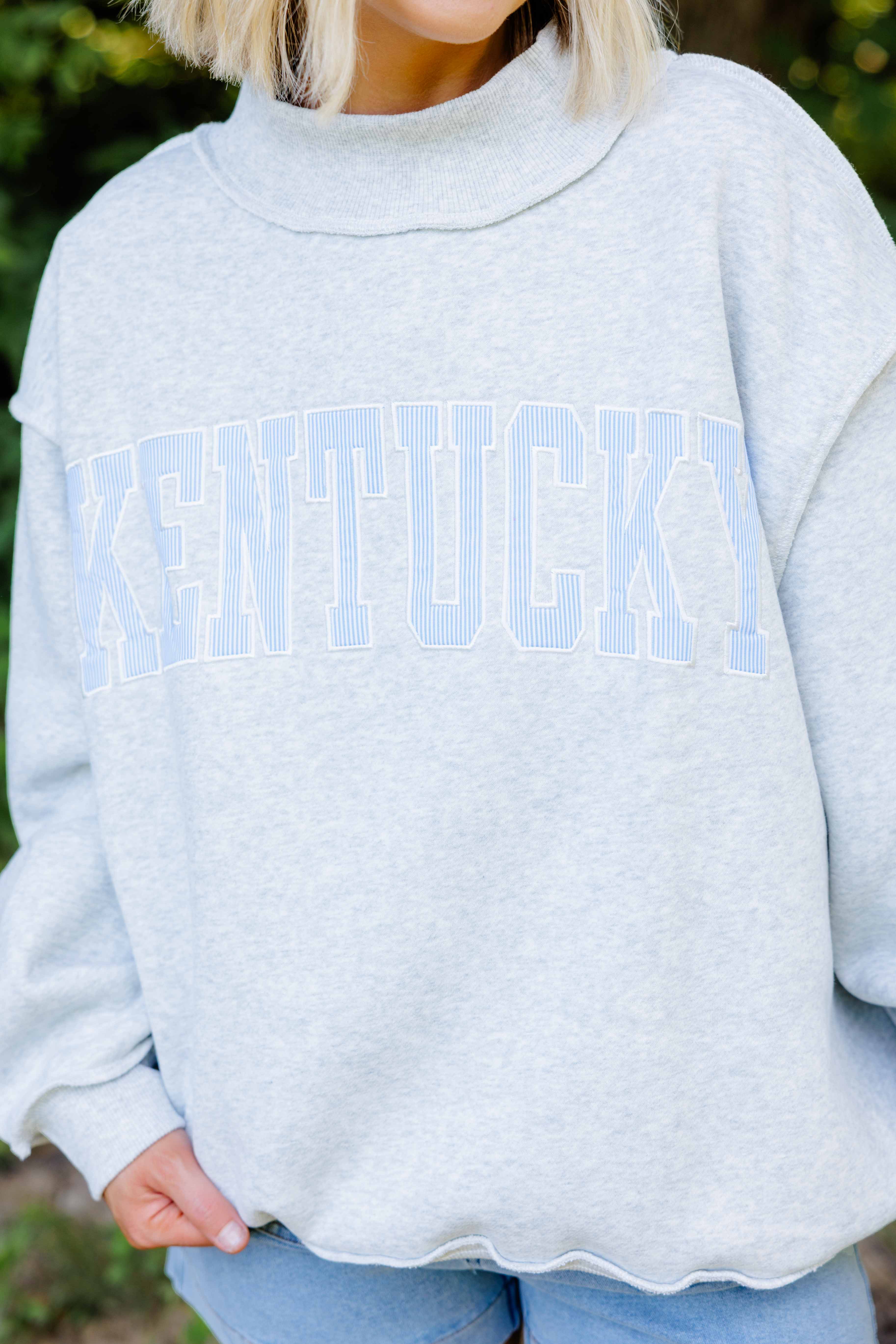KY Stripe Mock Neck Sweatshirt