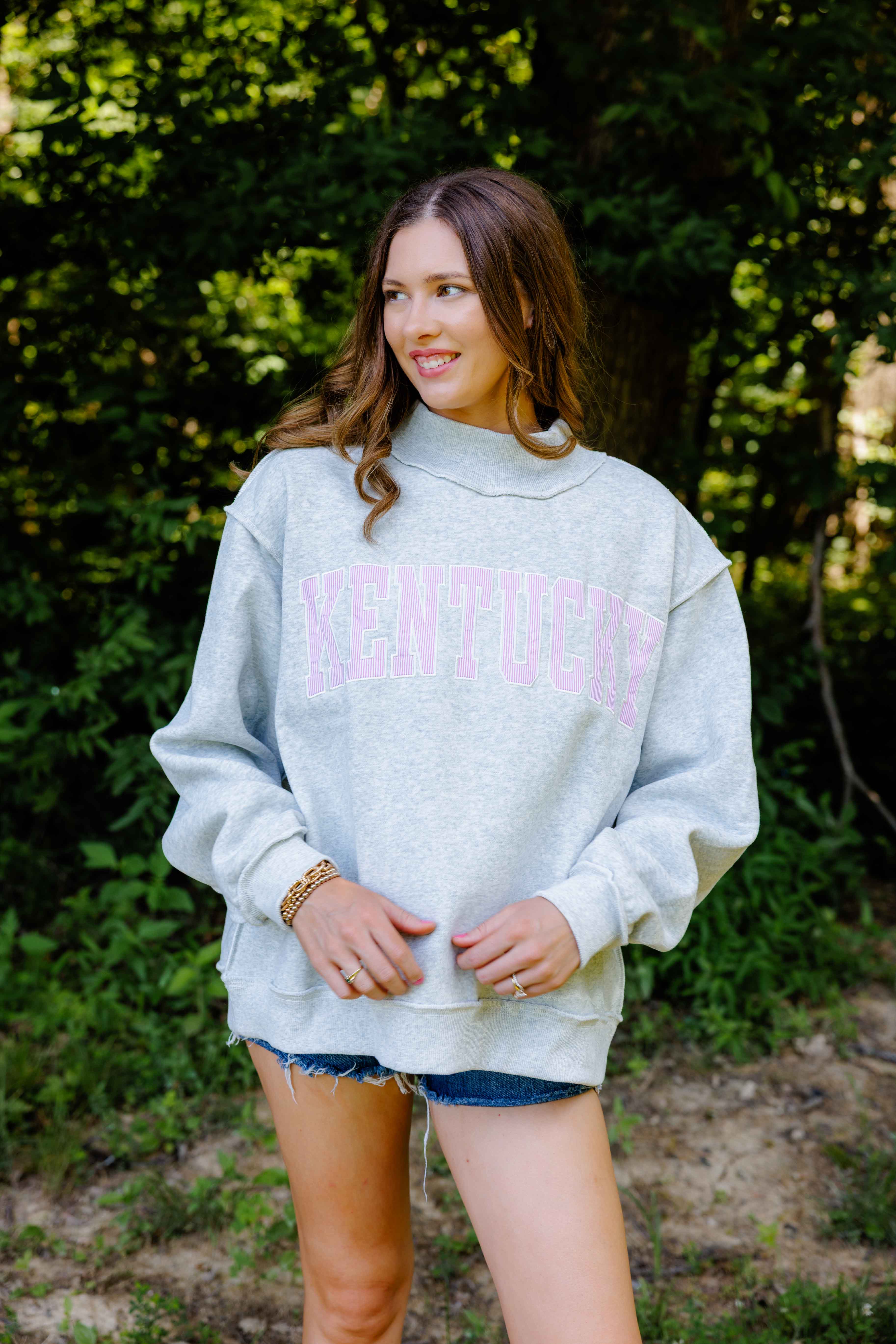 KY Stripe Mock Neck Sweatshirt
