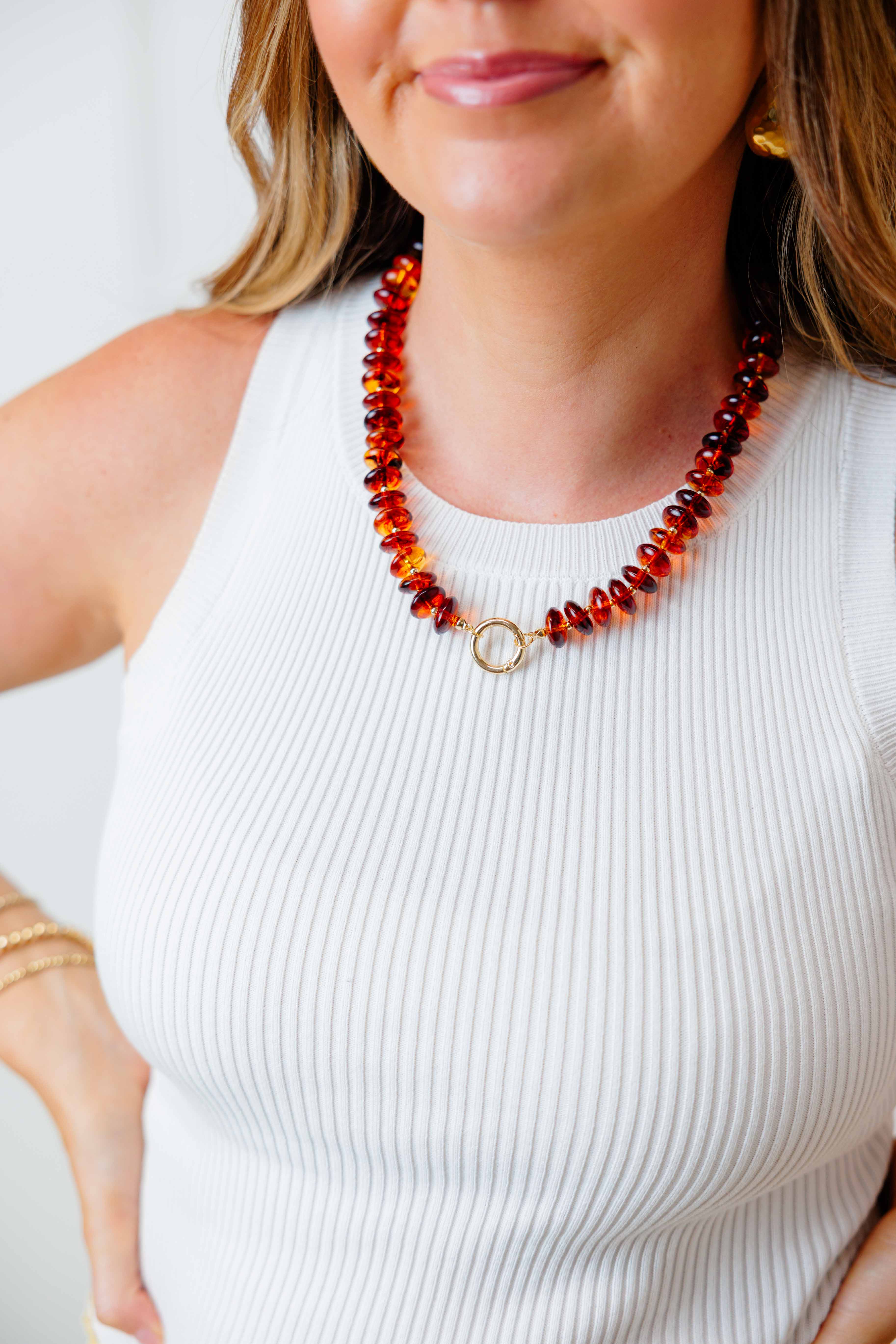 Brown Marble Disc Necklace