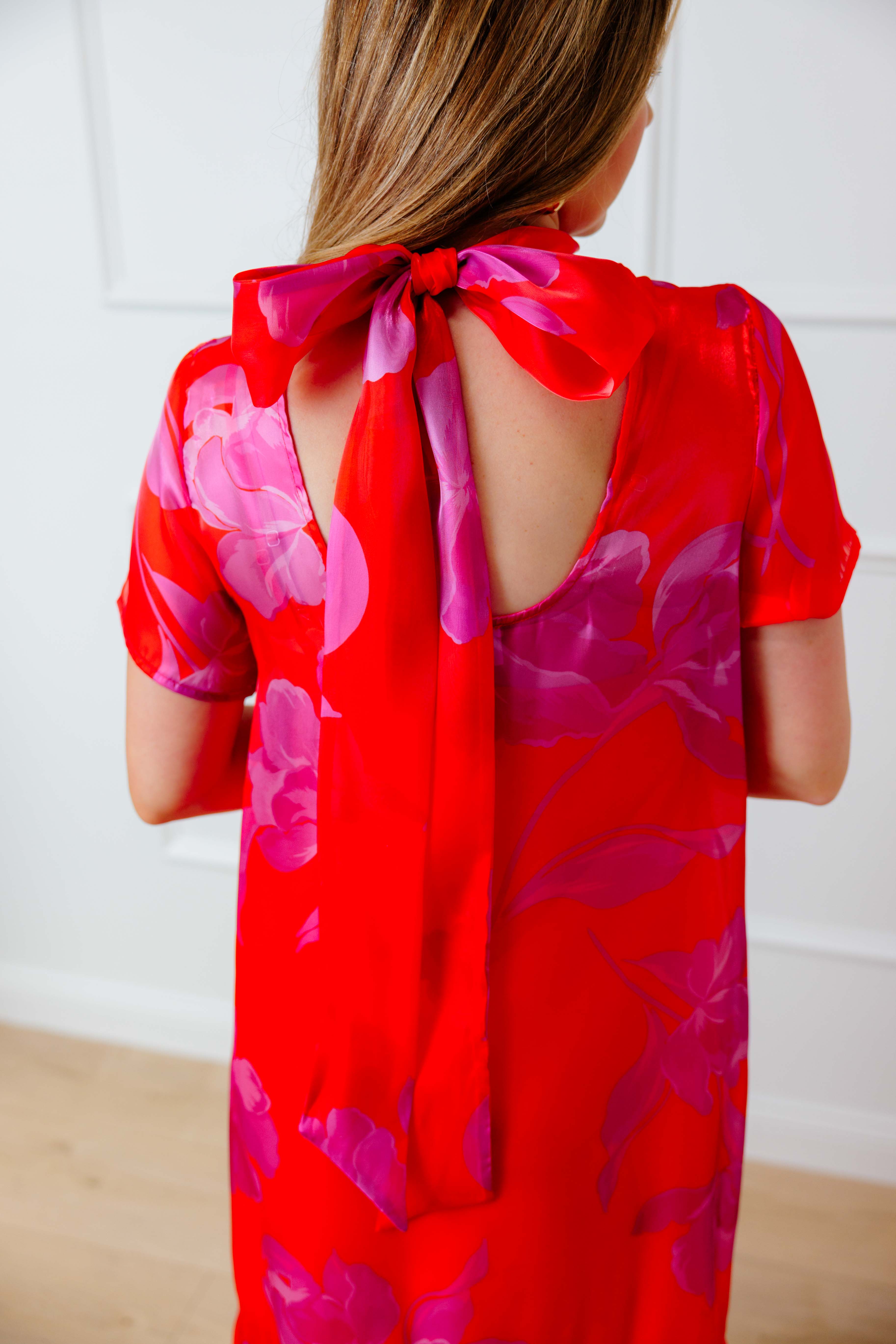 Red Fuchsia Organza Maxi Dress