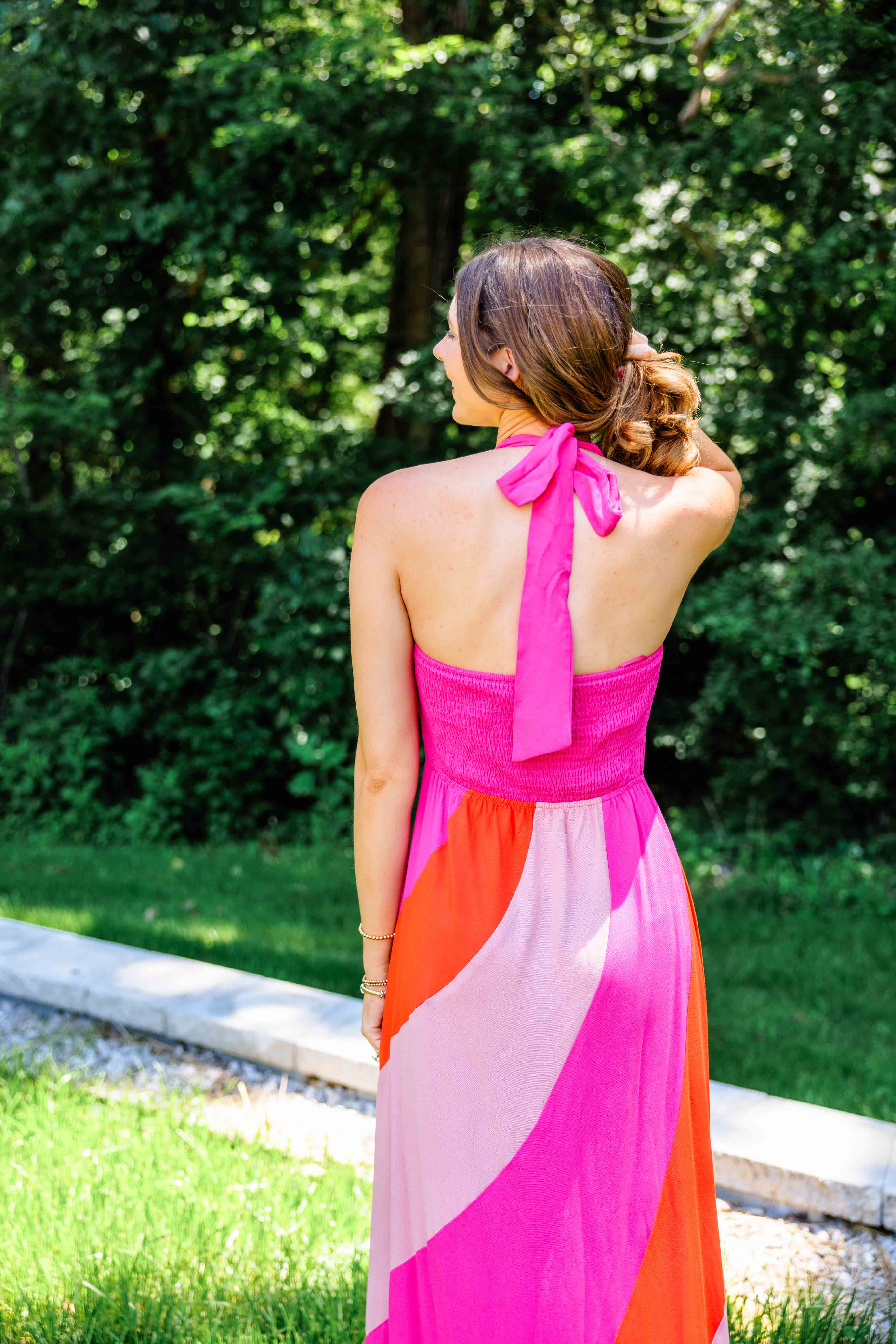 Pink Colorblock Maxi Dress