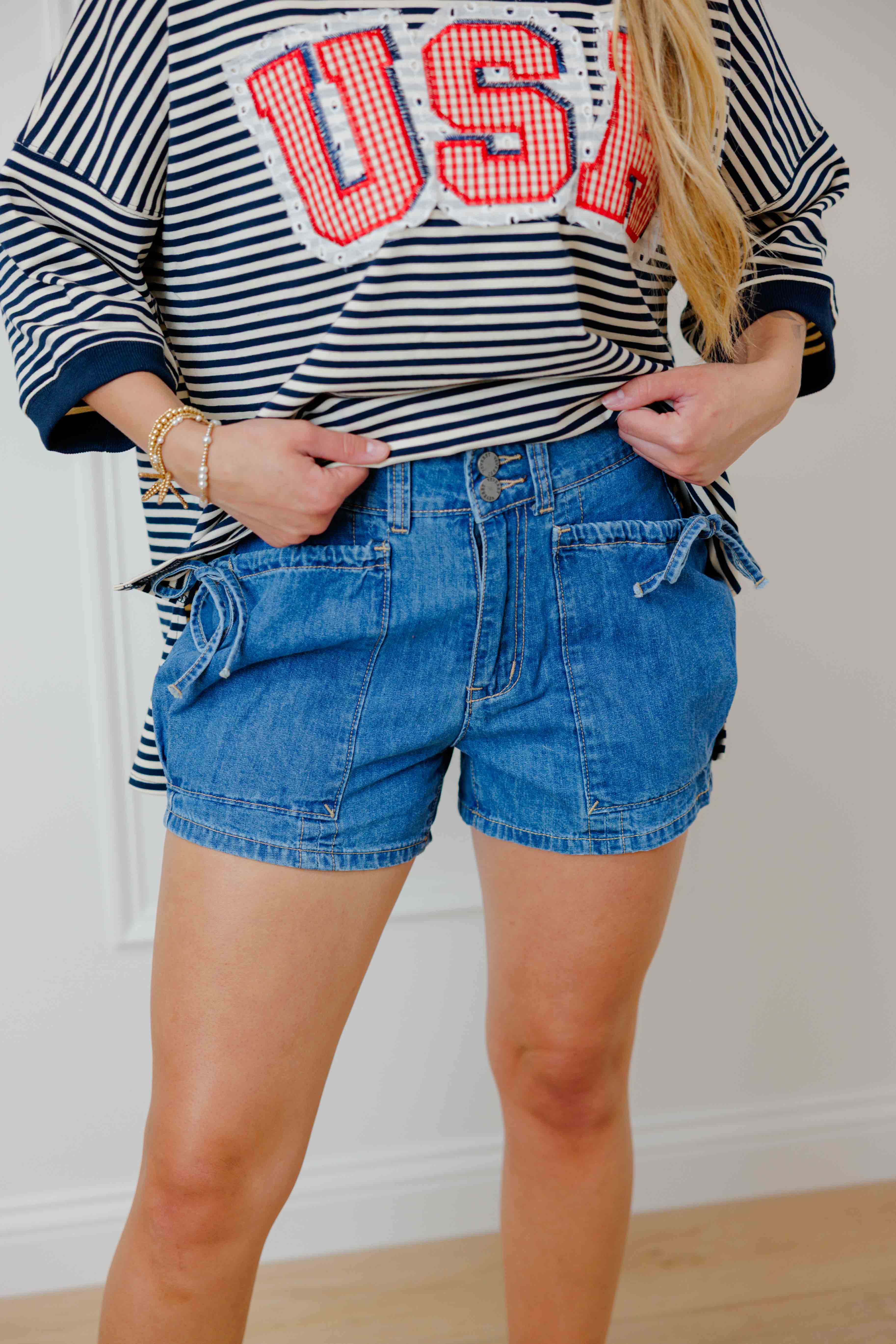 Denim Daydream Tie Shorts