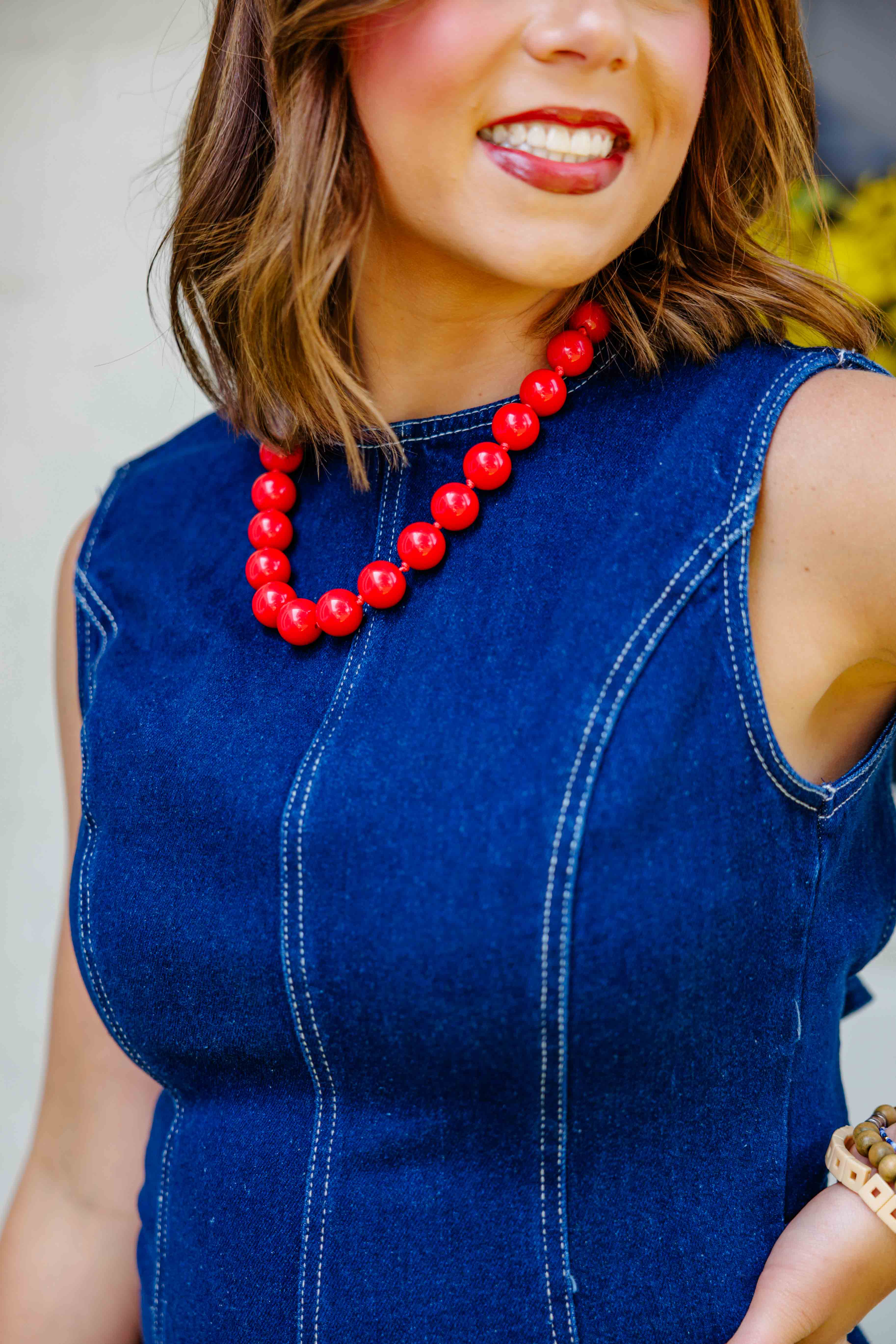 Cherry Red Beaded Necklace