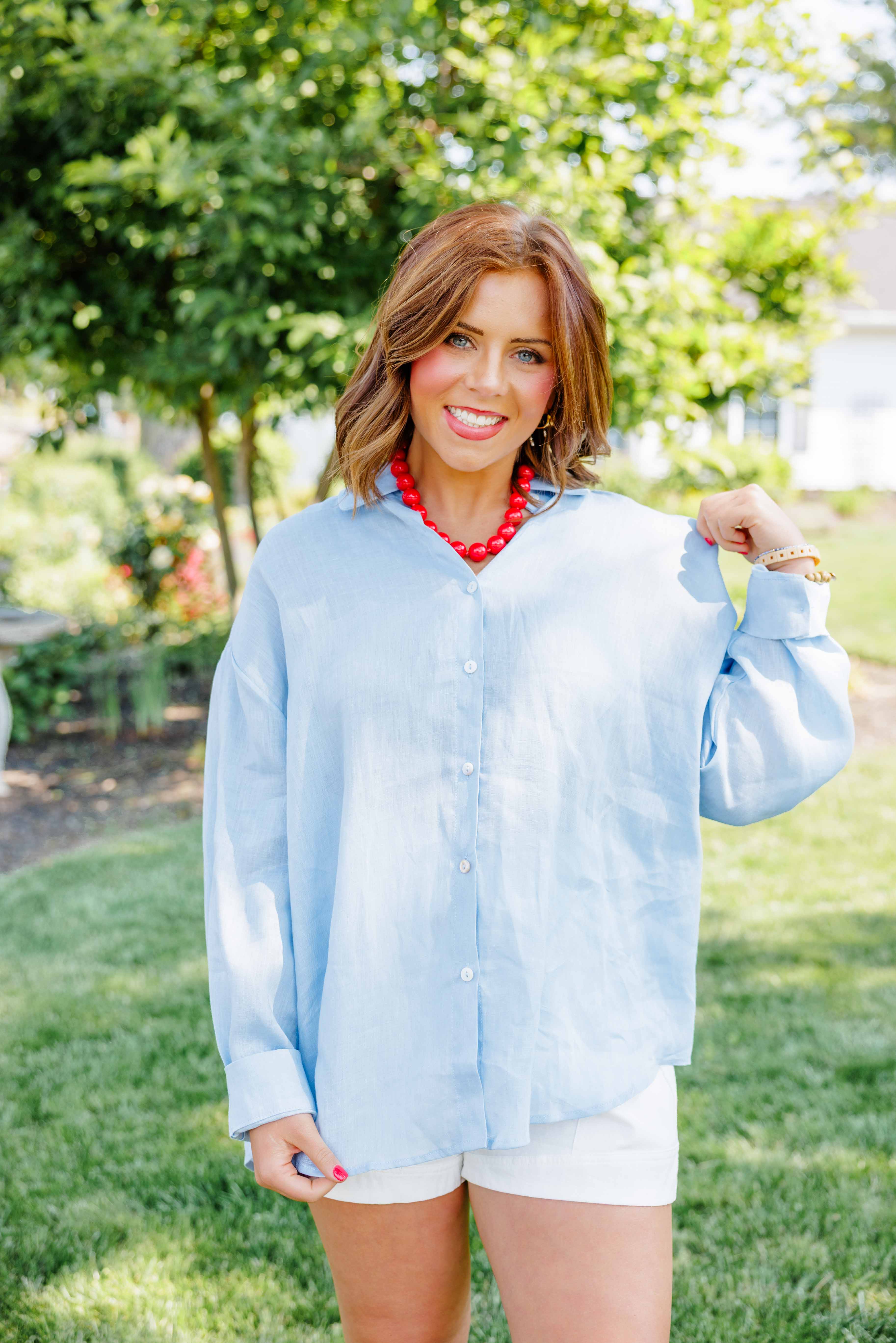 Coastal Breeze Linen Button Up