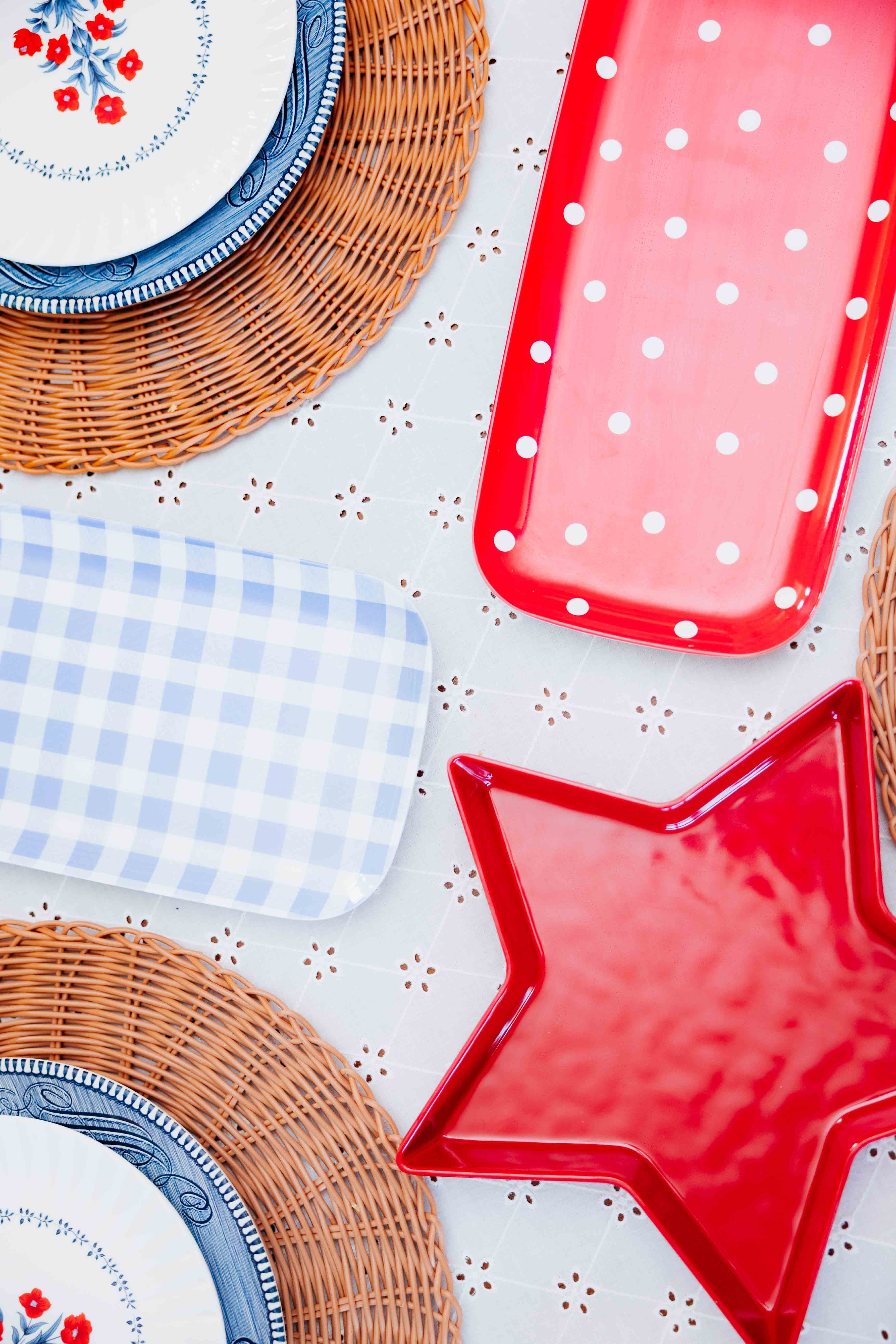 Blue Gingham Melamine Serving Tray