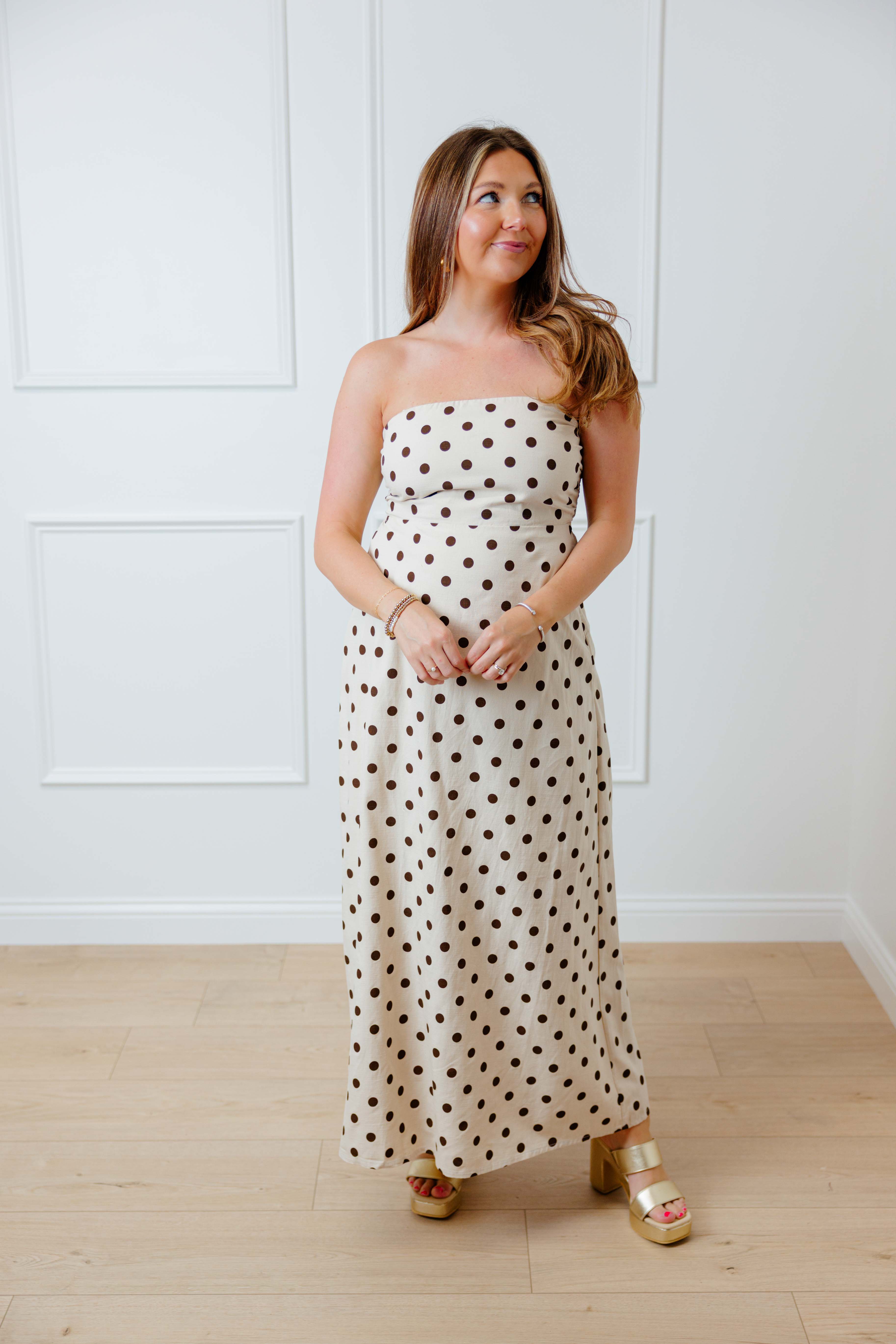 Mocha Dot Moment Maxi Dress