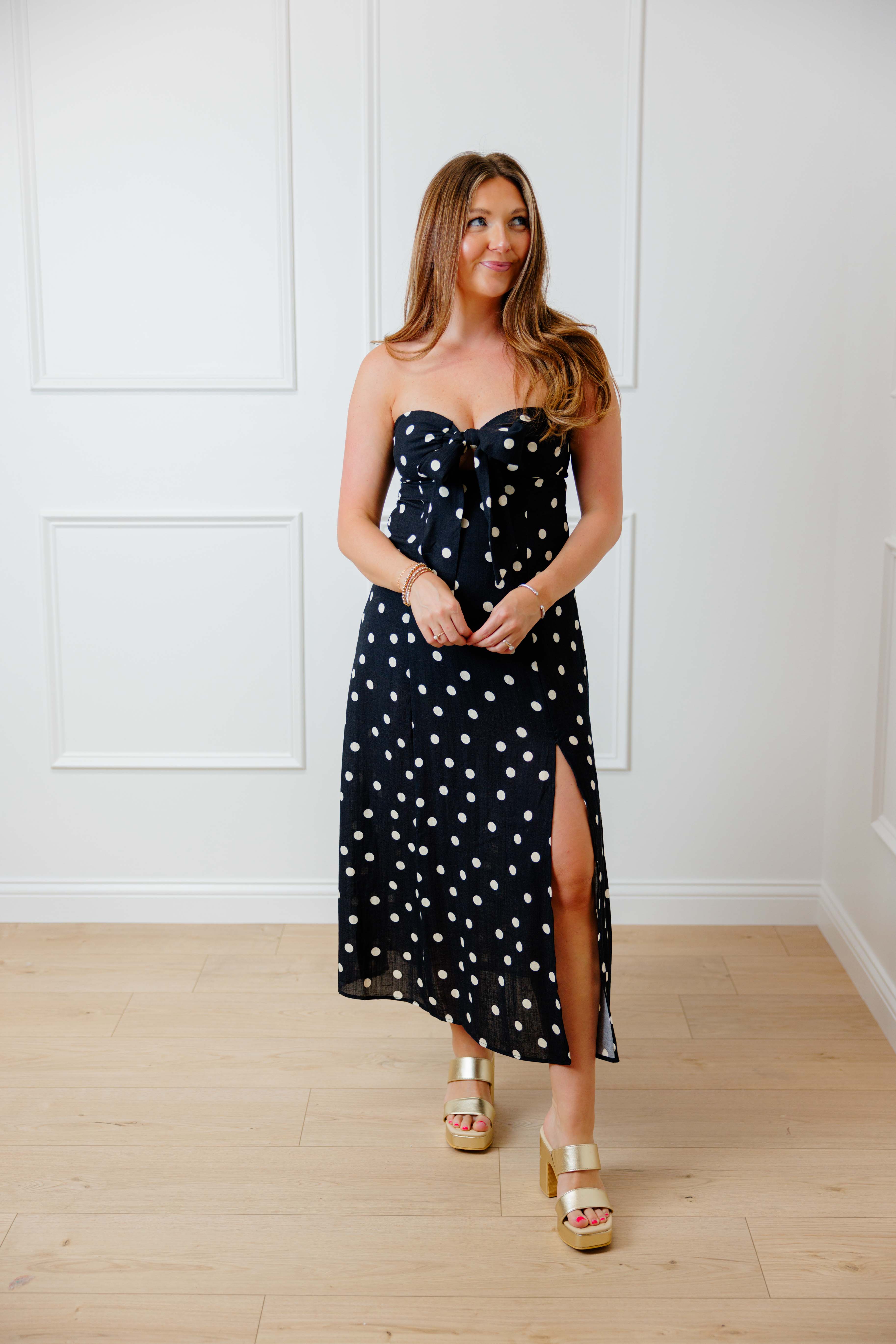Show Out Strapless Midi Dress