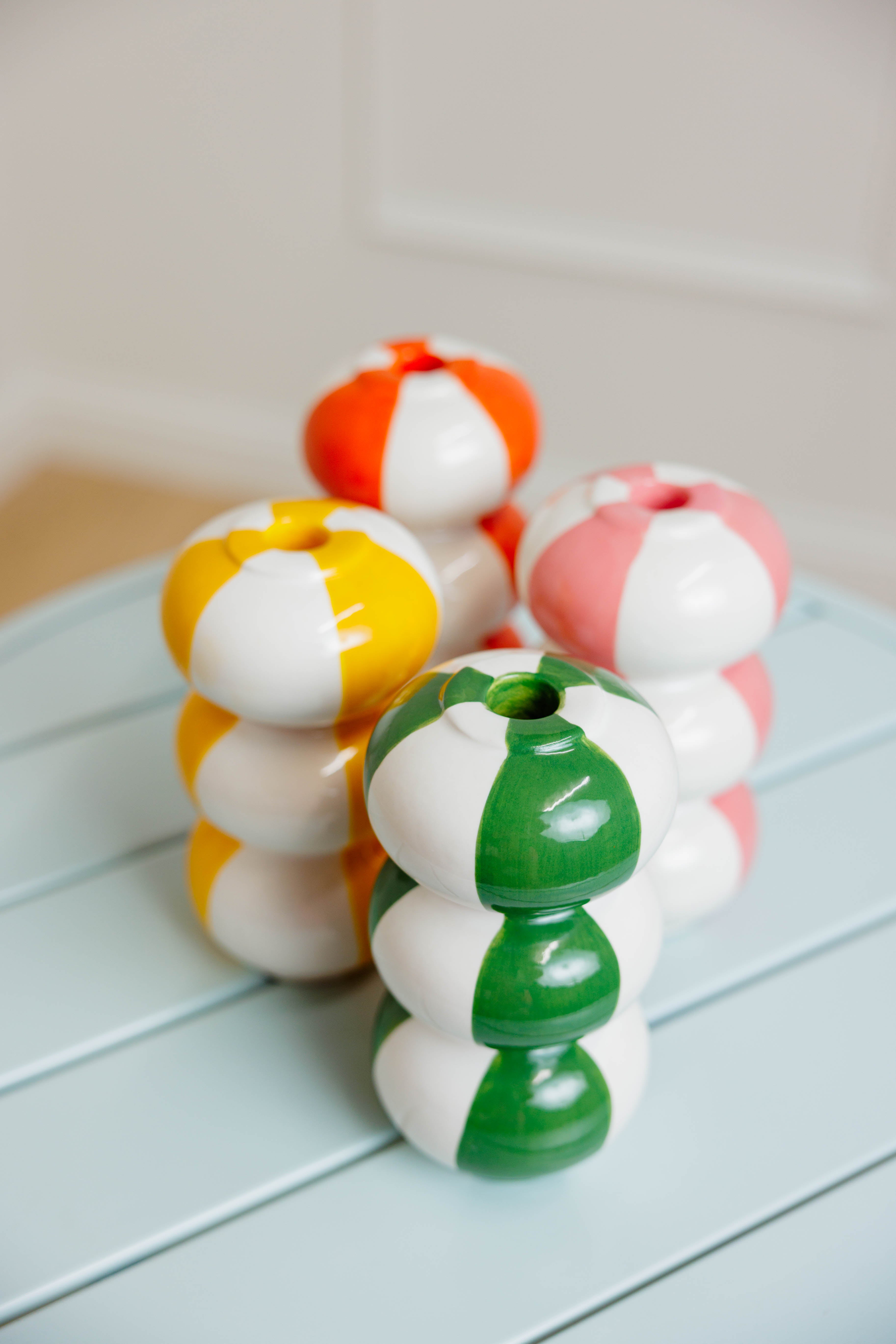 Striped Taper Candle Holder