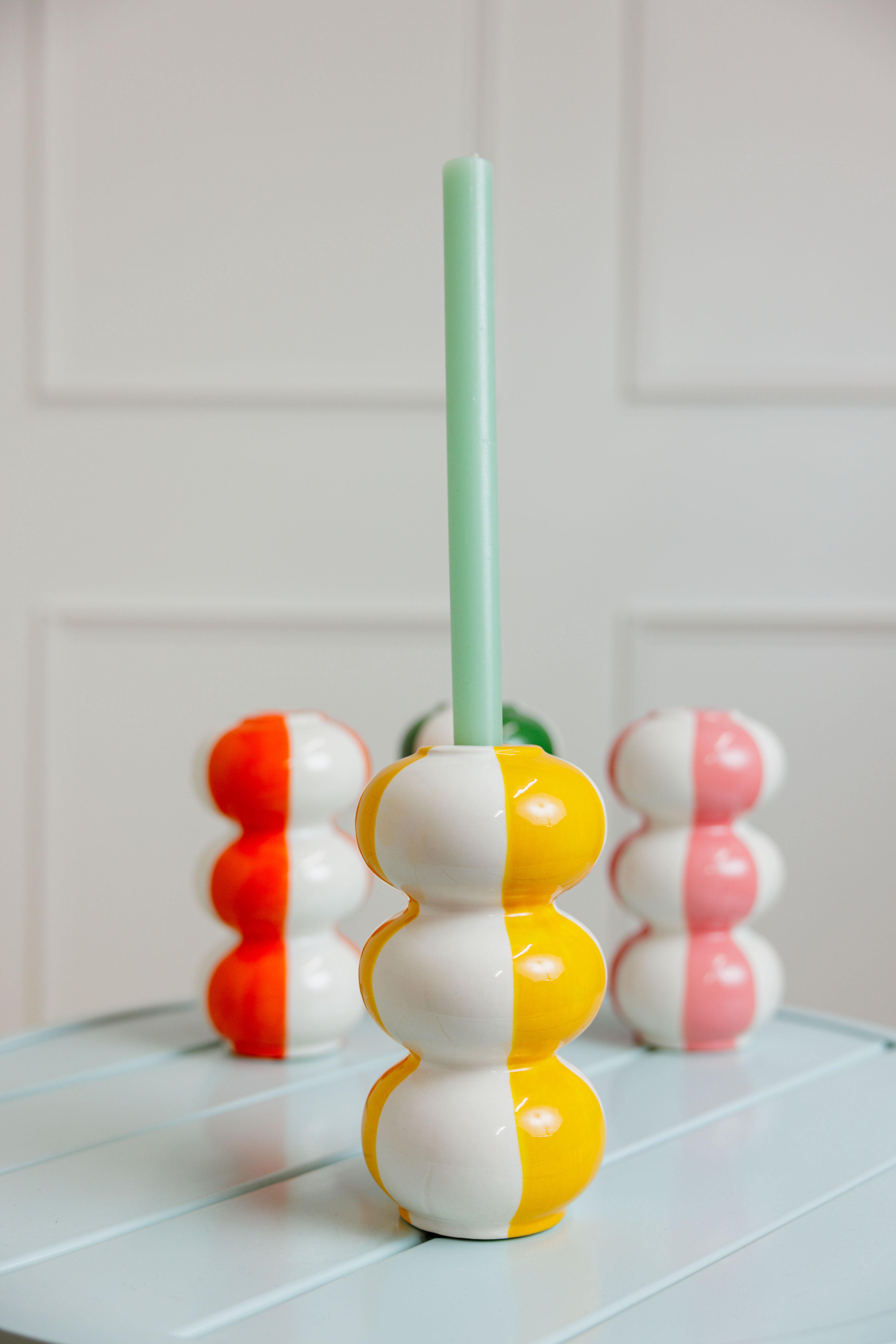 Striped Taper Candle Holder