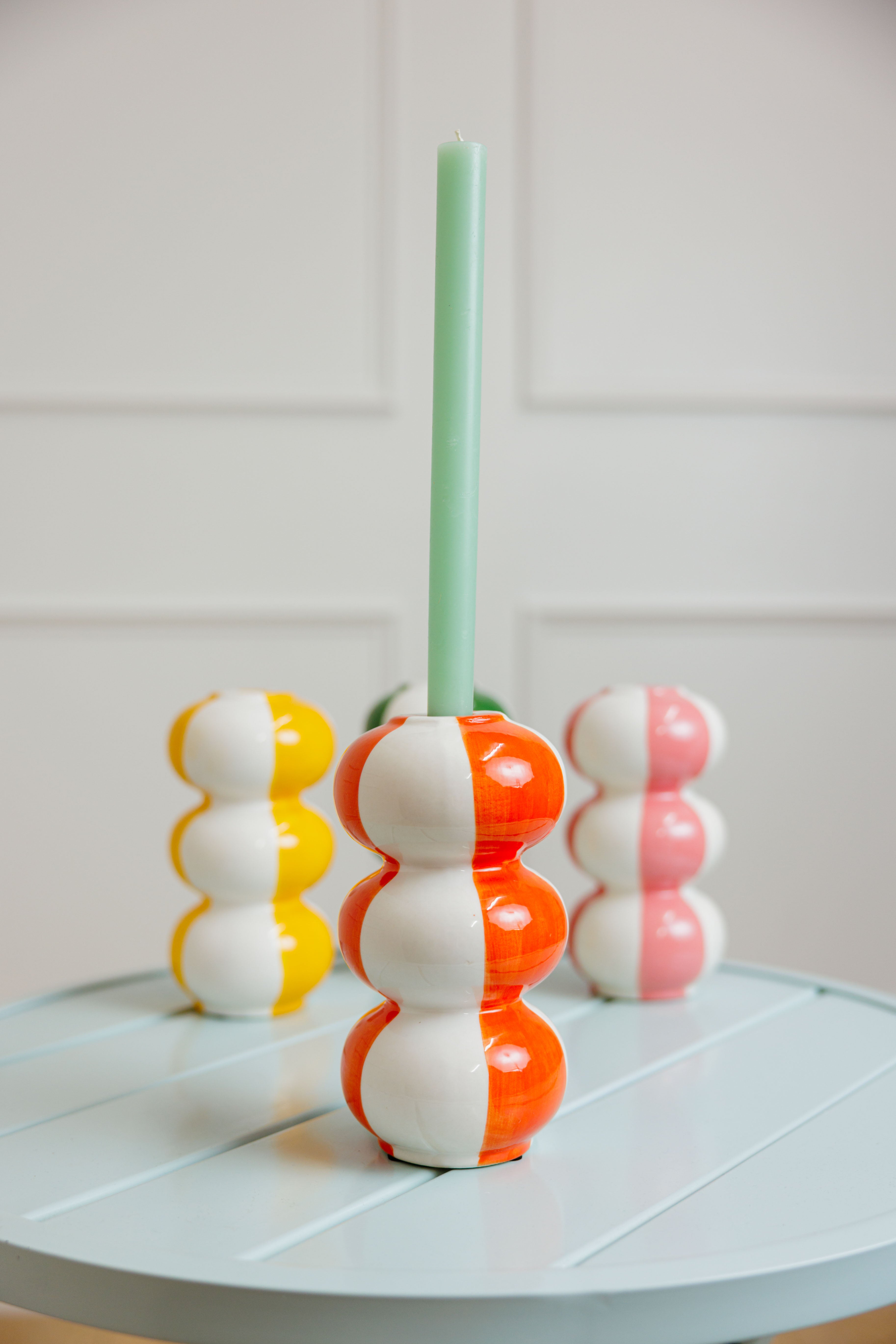 Striped Taper Candle Holder