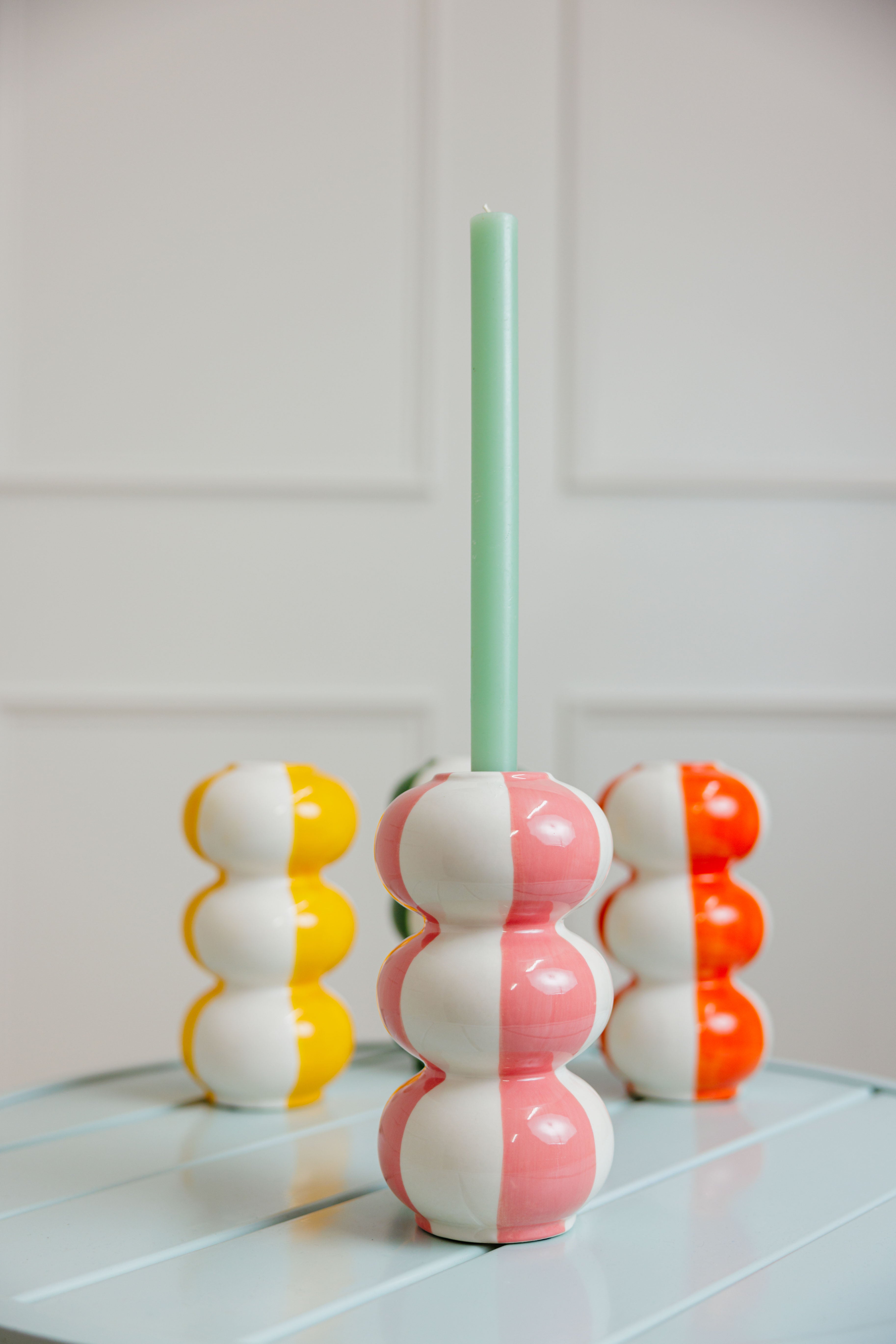 Striped Taper Candle Holder