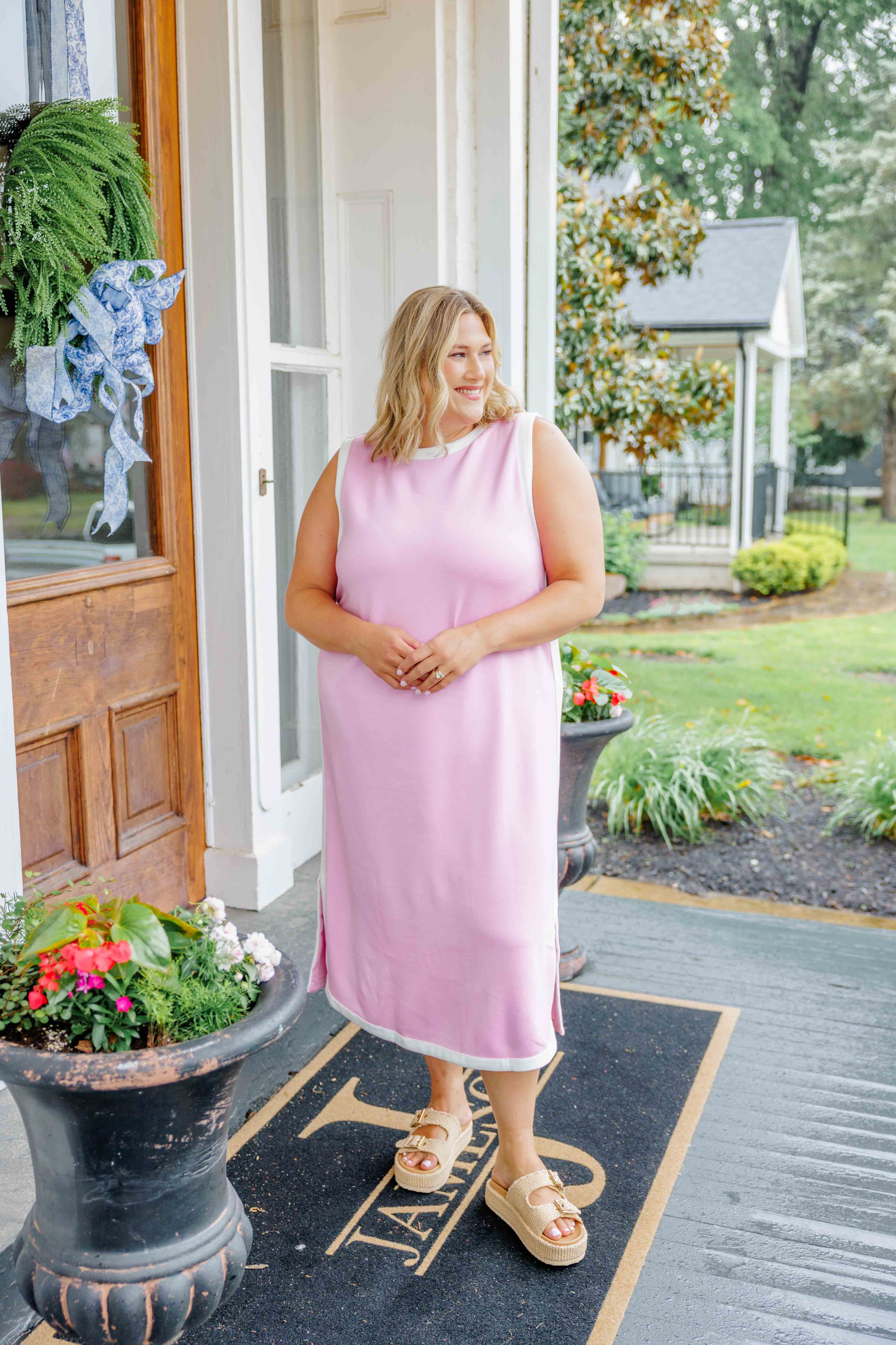Pink Poppy Midi Dress