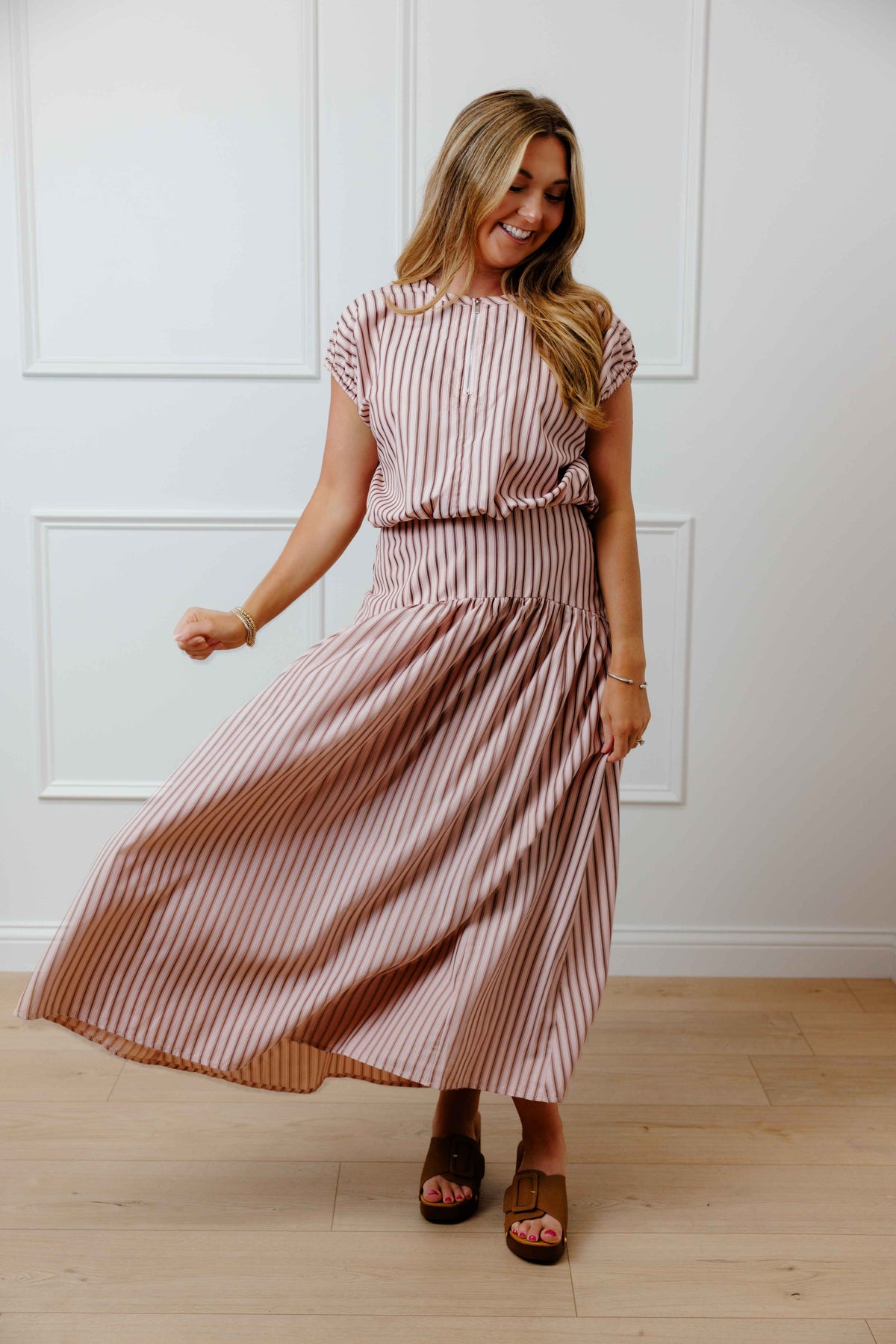 Pink Mocha Striped Skirt Set