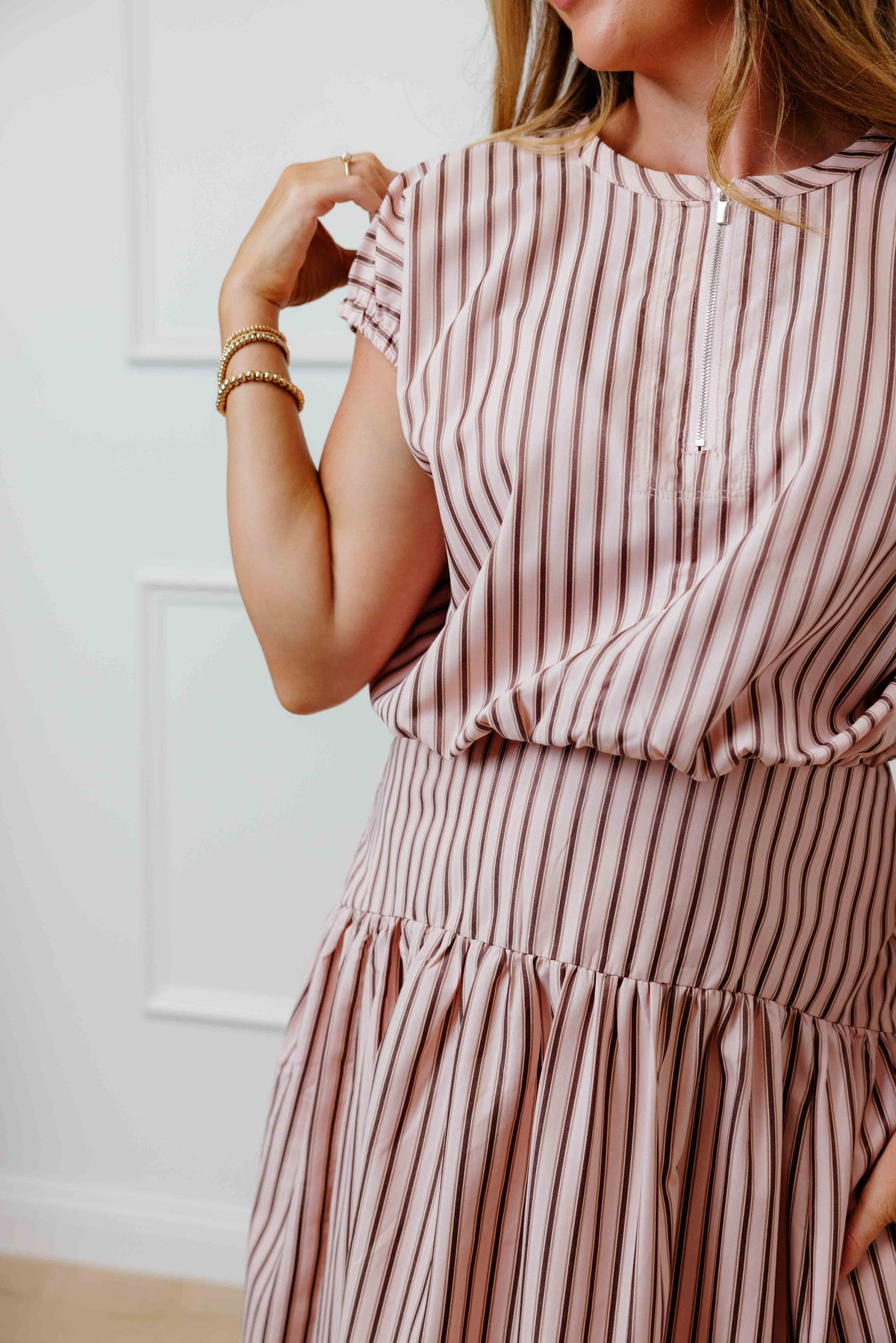 Pink Mocha Striped Skirt Set