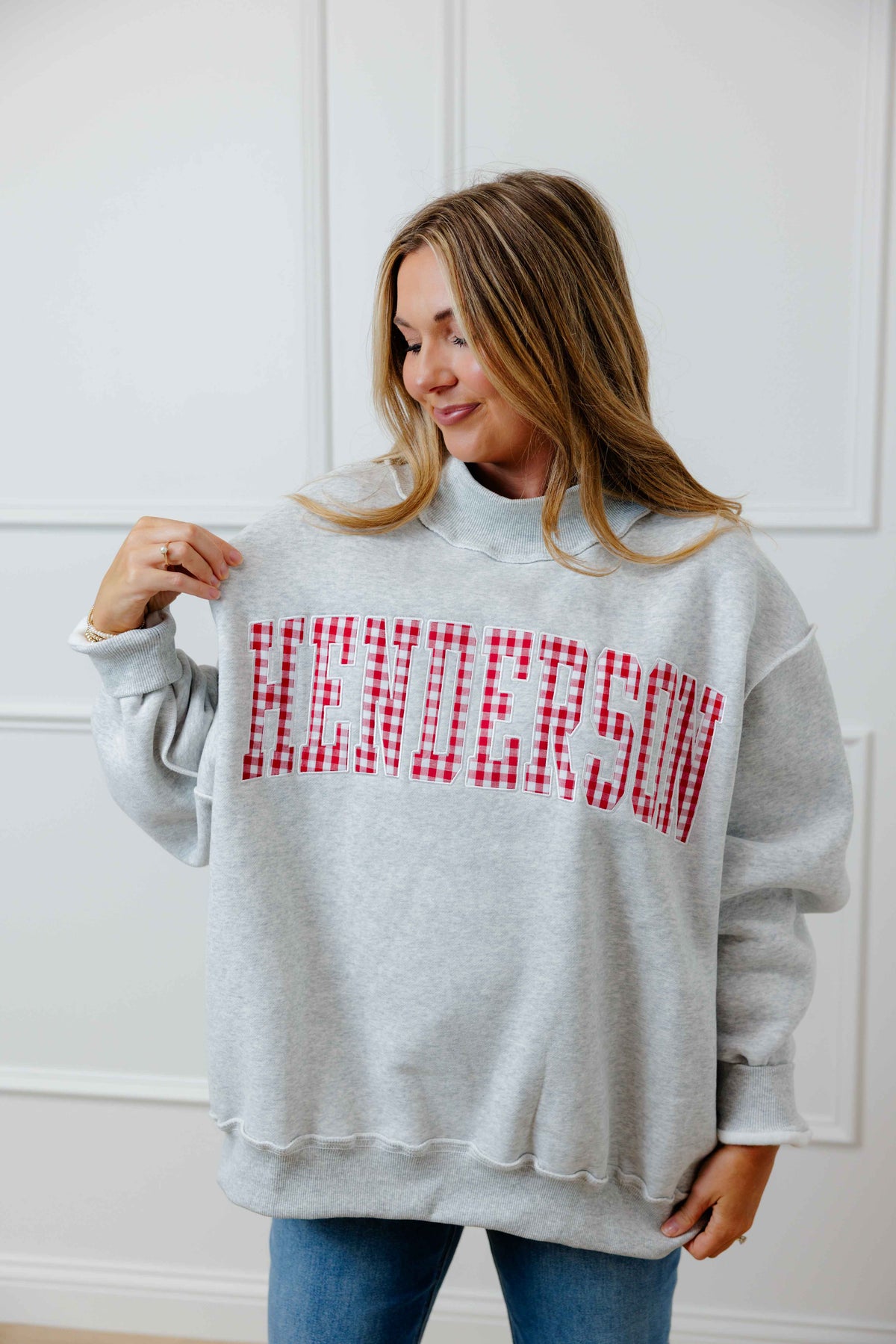 Henderson Gingham Mock Neck Sweatshirt