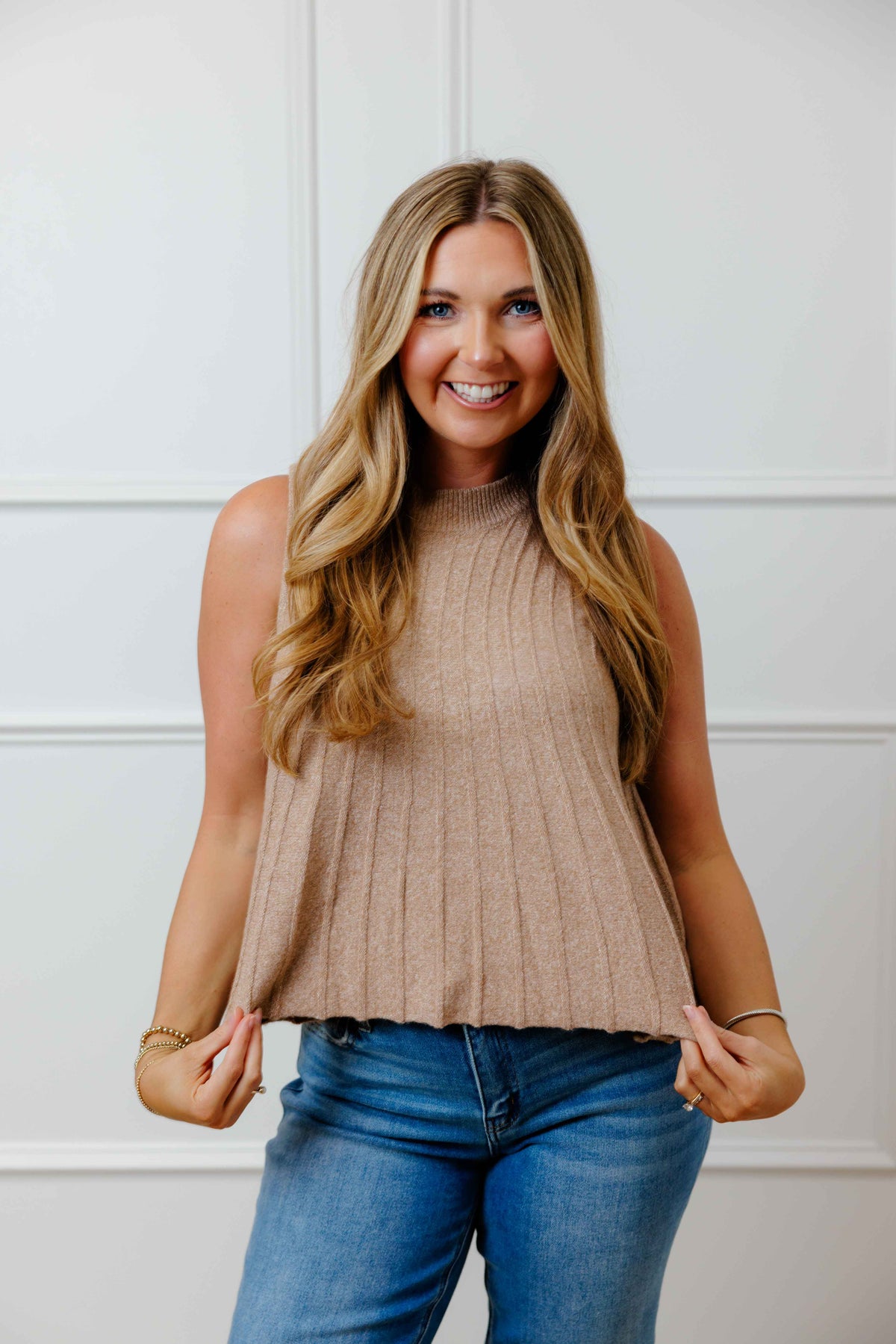 Mocha Ribbed Sweater Top
