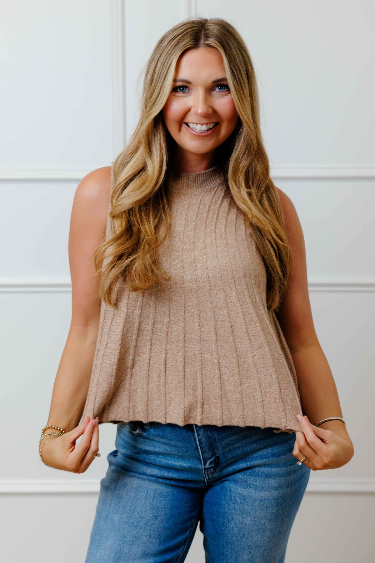 Mocha Ribbed Sweater Top