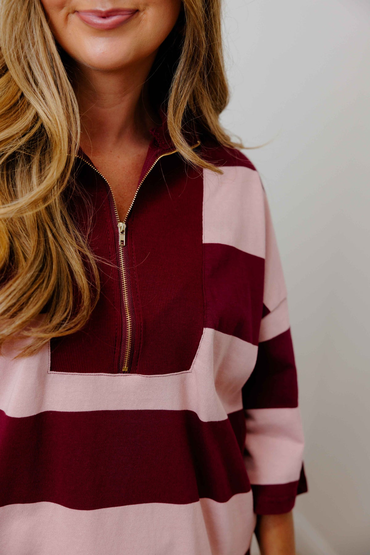Burgundy Striped Pullover Set