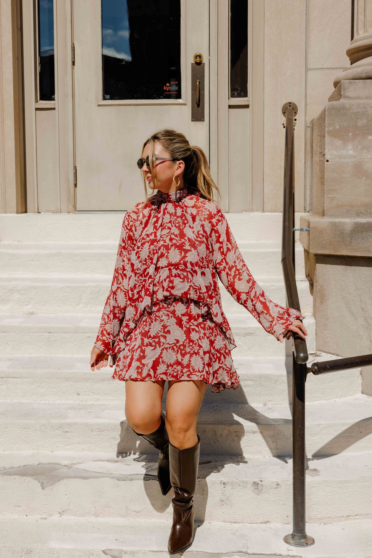 Burgundy Fall Floral Dress