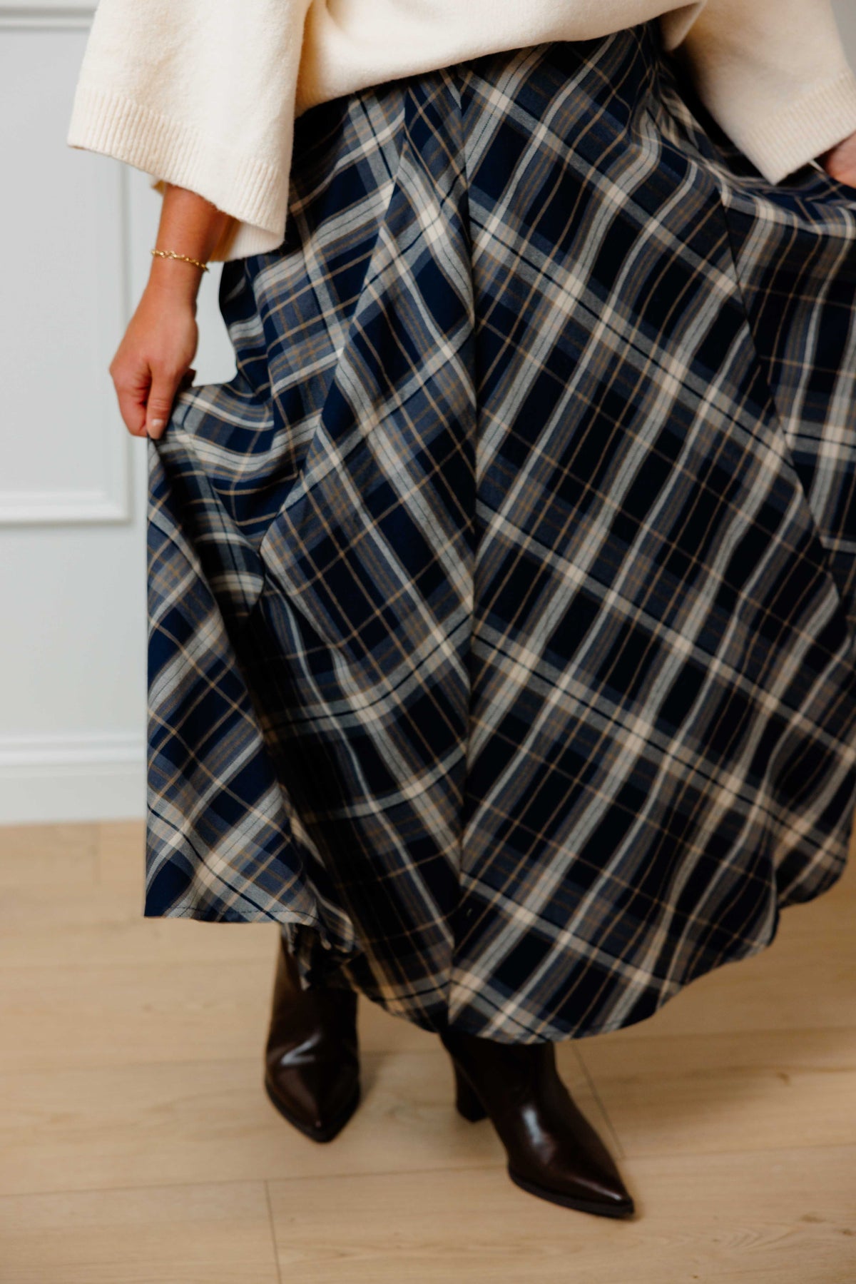 Navy Plaid Skirt