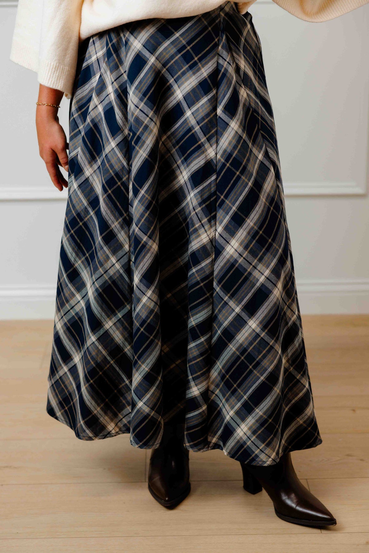 Navy Plaid Skirt