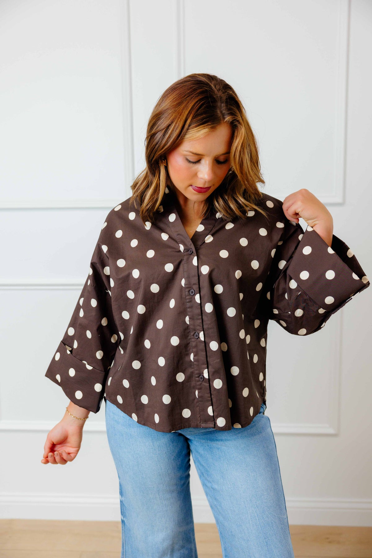 Espresso Polka Dot Top