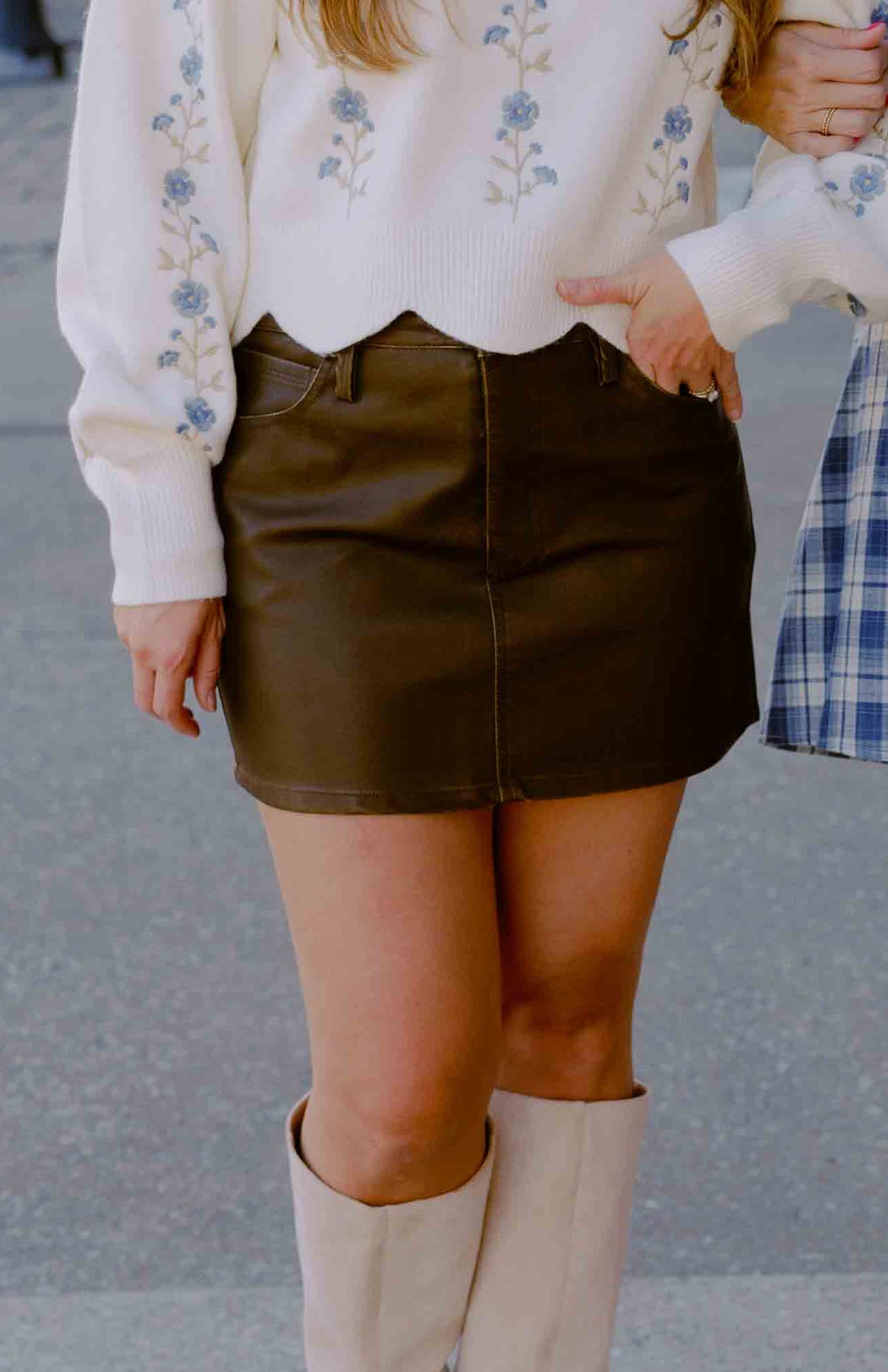 Coffee Pleather Mini Skirt