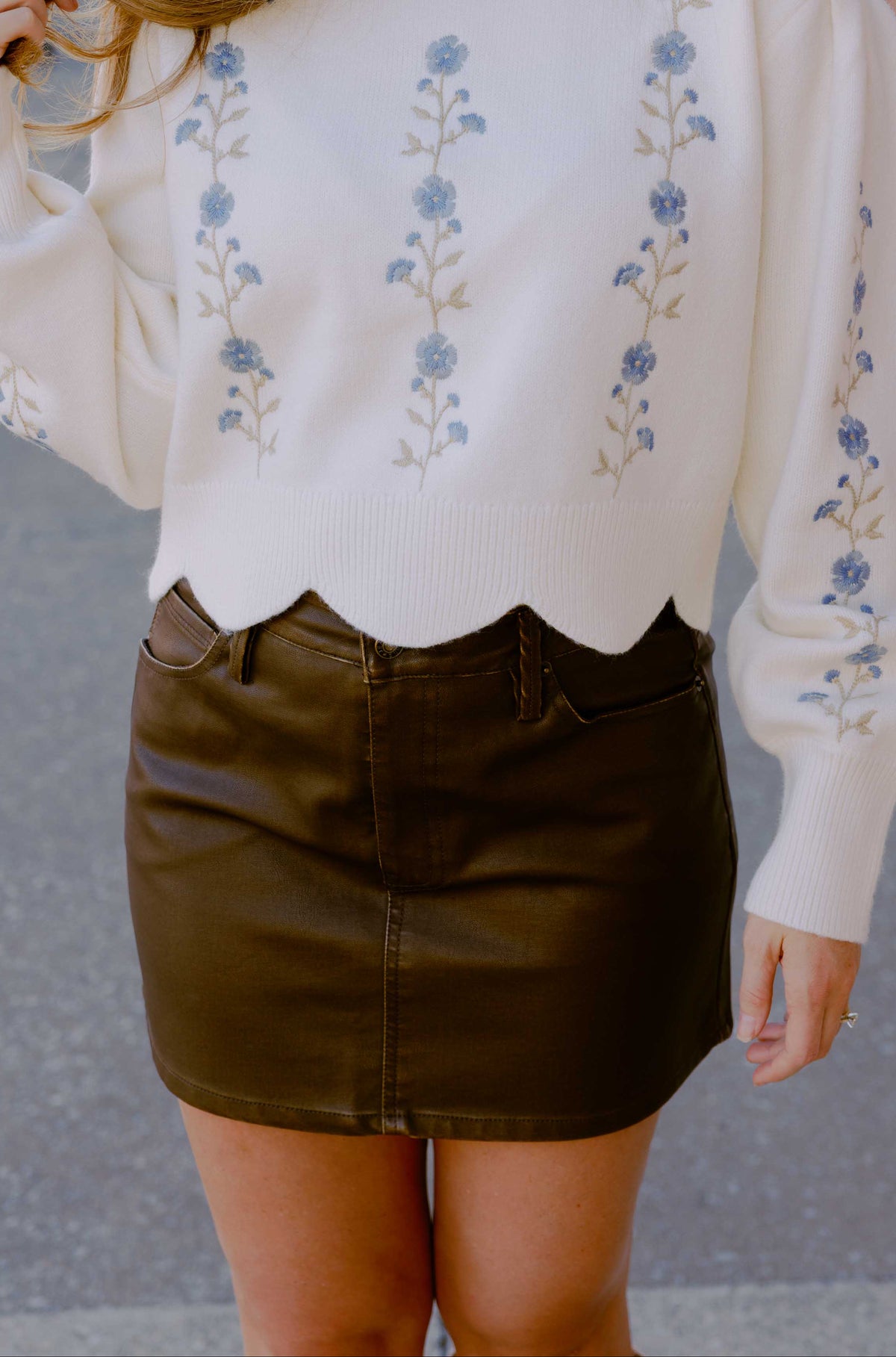 Coffee Pleather Mini Skirt