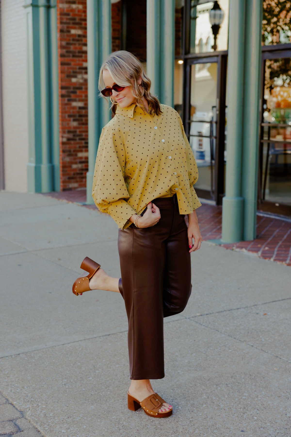 Mustard Dot Blouse