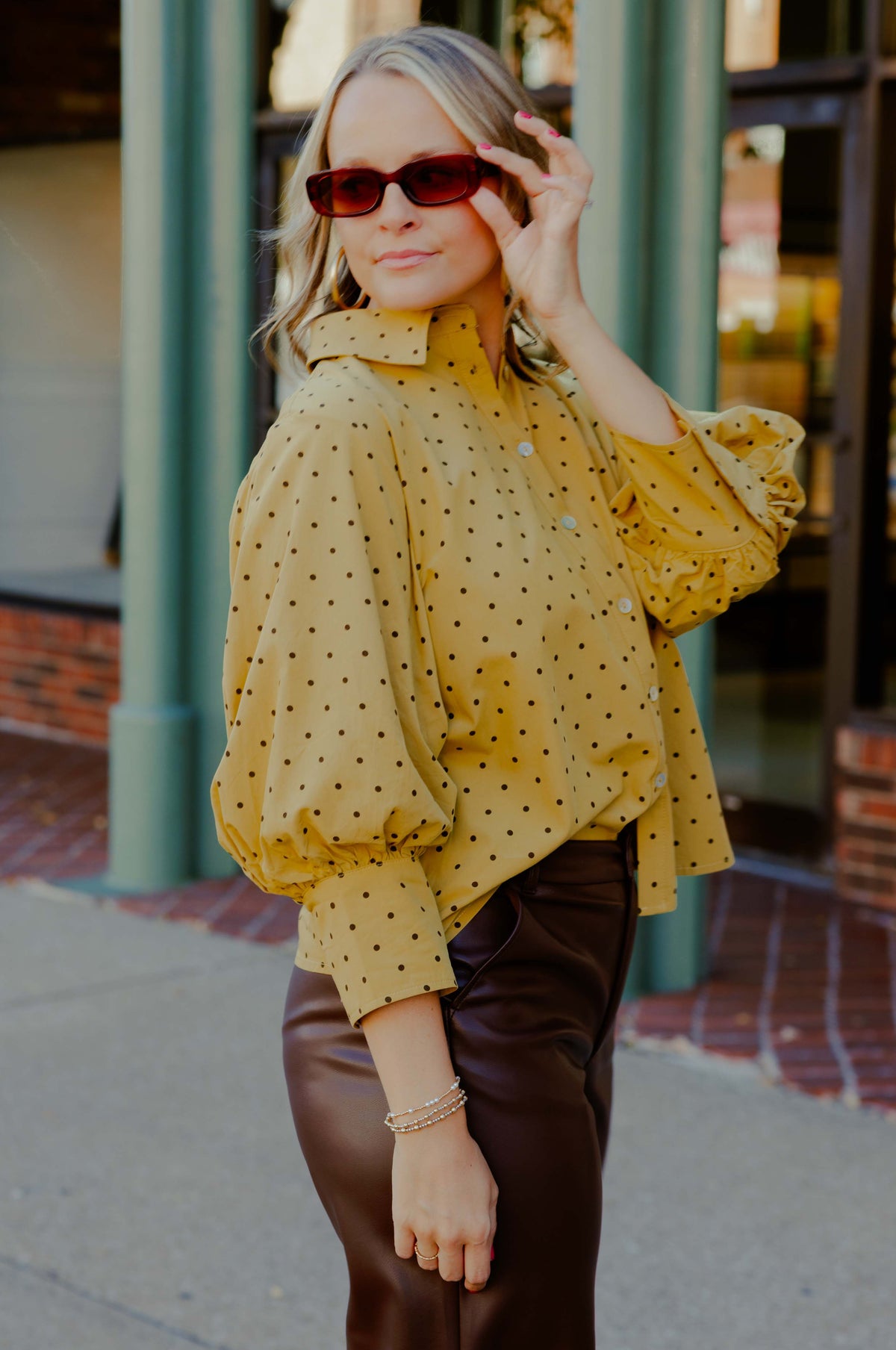 Mustard Dot Blouse