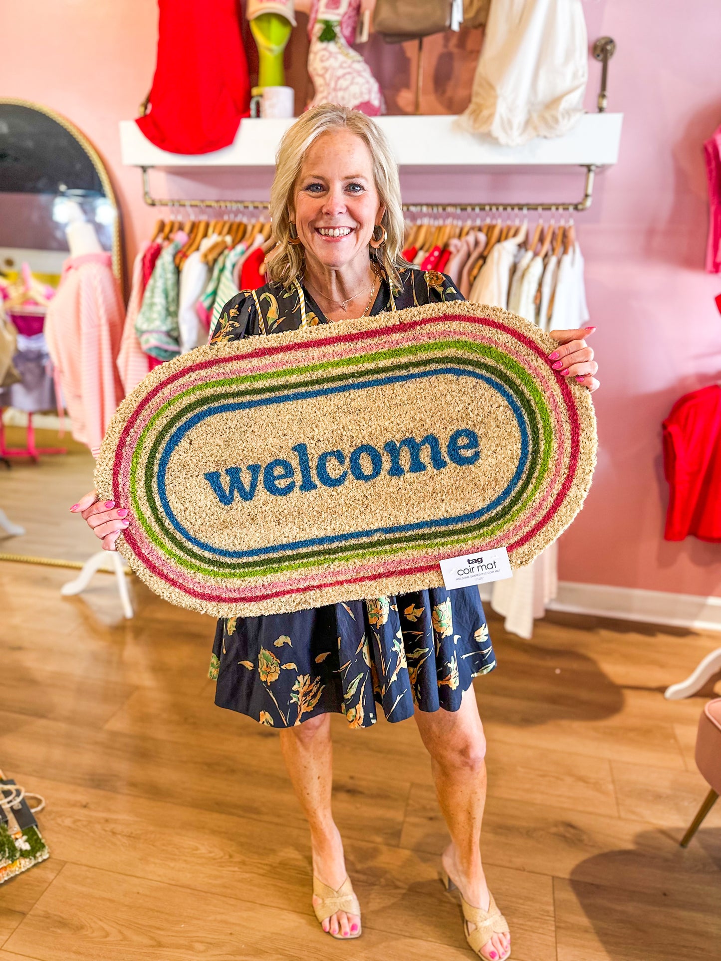 Welcome Rainbow Oval Mat