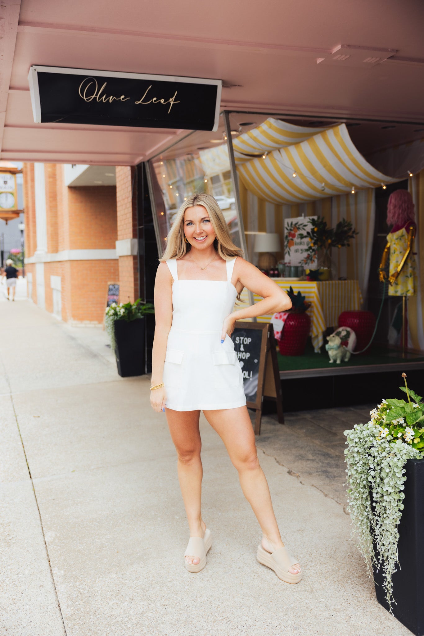 White Linen Mini Dress Romper