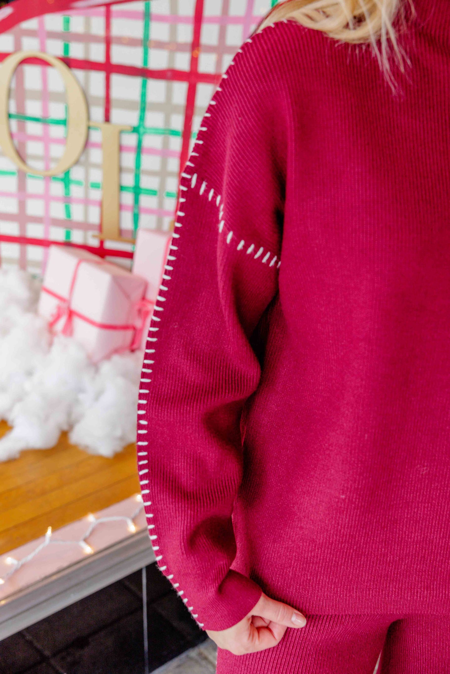 Burgundy Sweater Pant Set