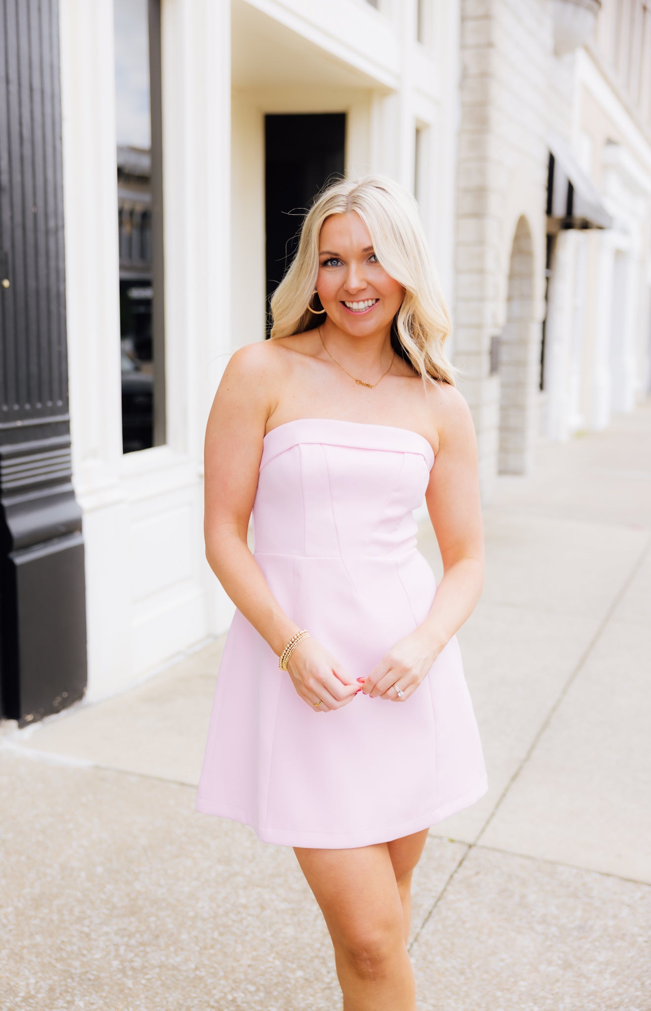 Pink Strapless Mini Dress