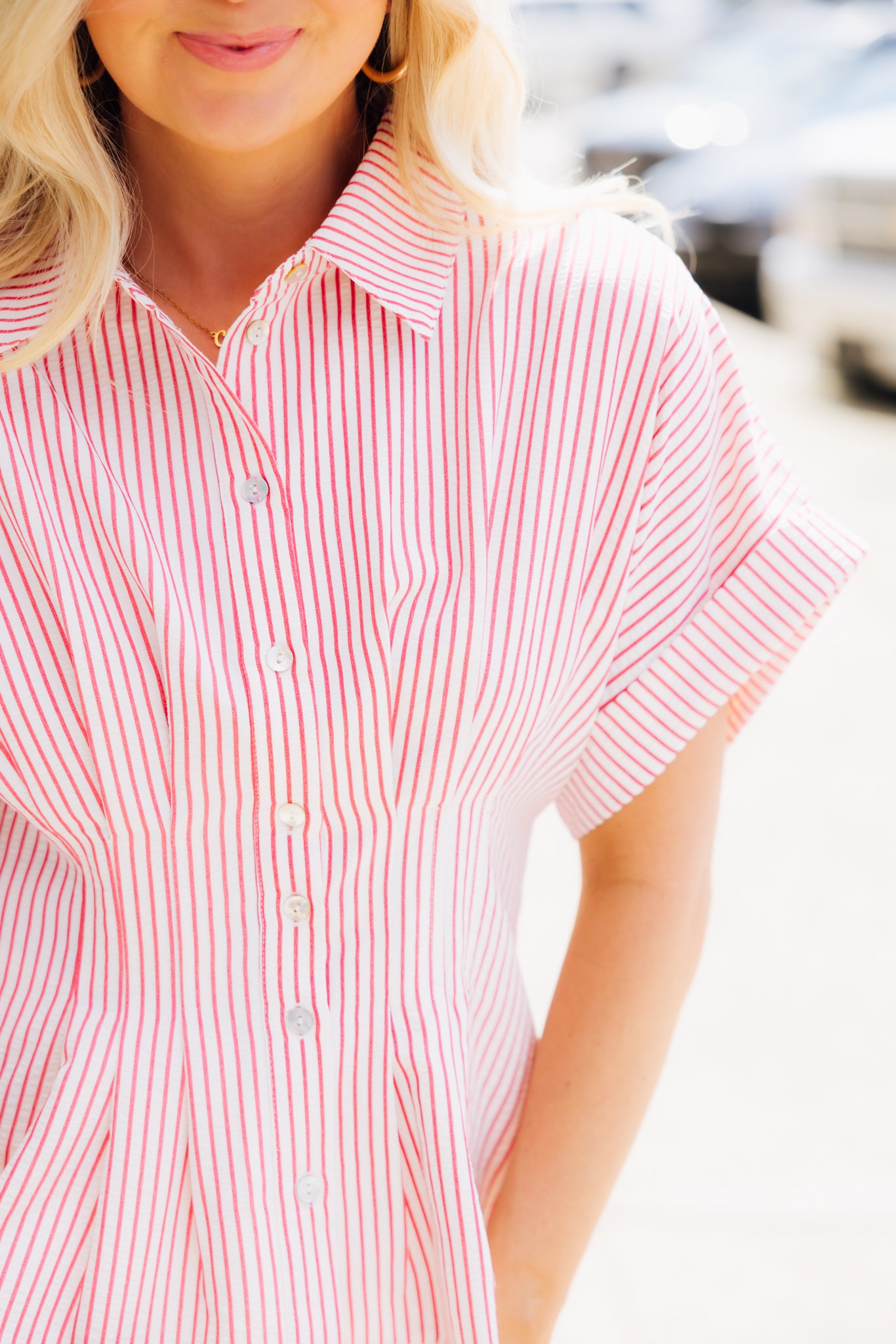 Red Striped Button Down Shirt