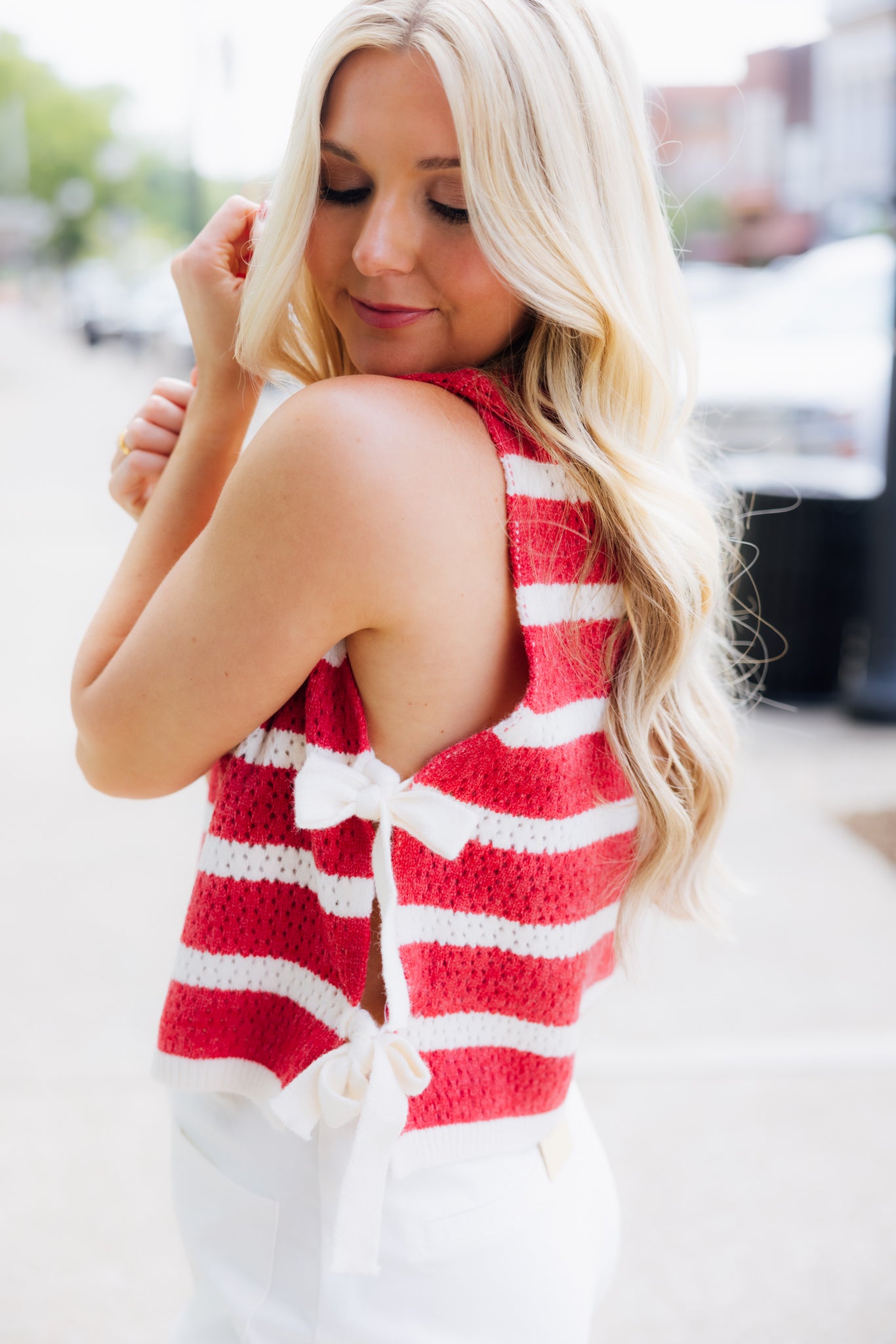 Red Striped Tie Top
