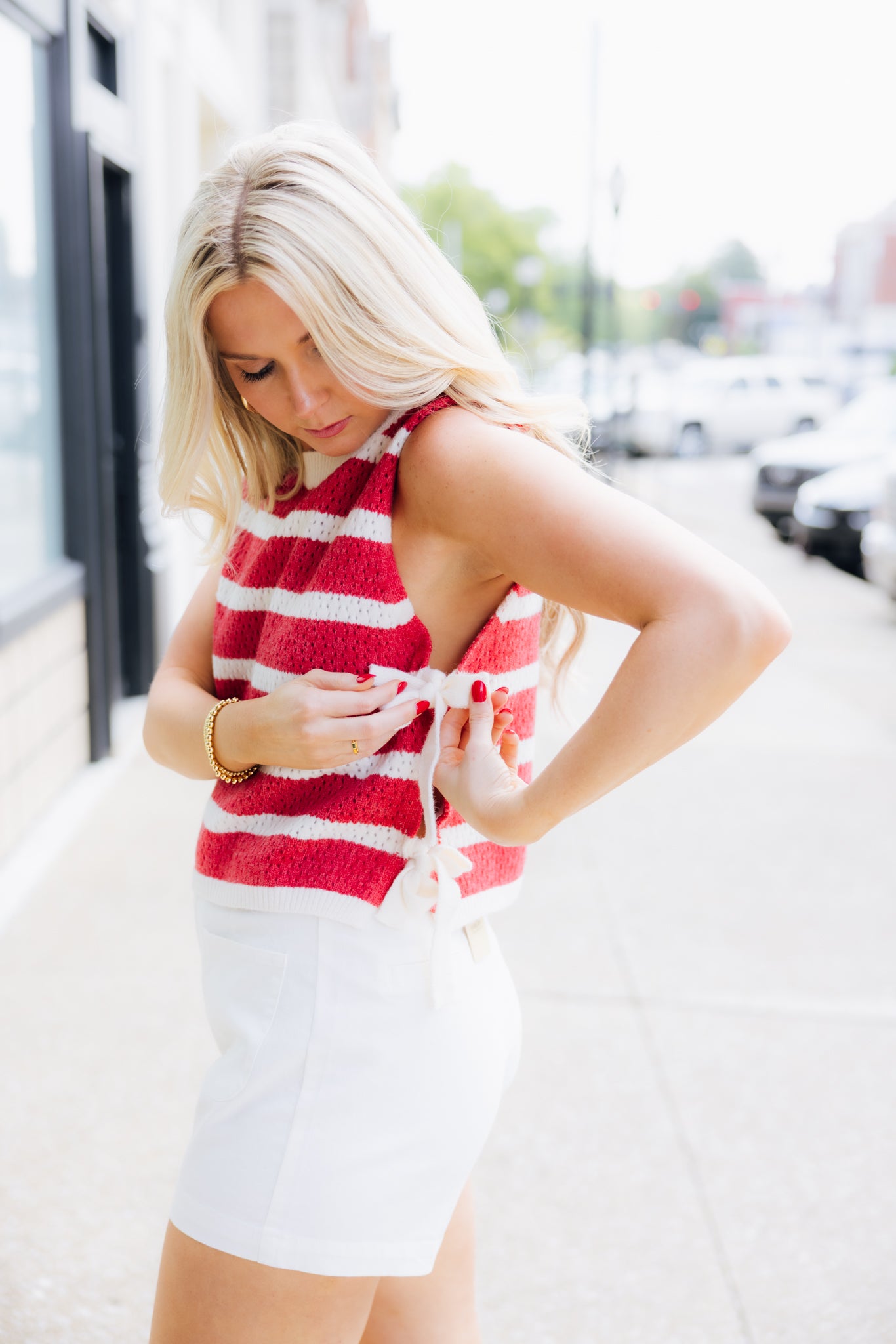 Red Striped Tie Top