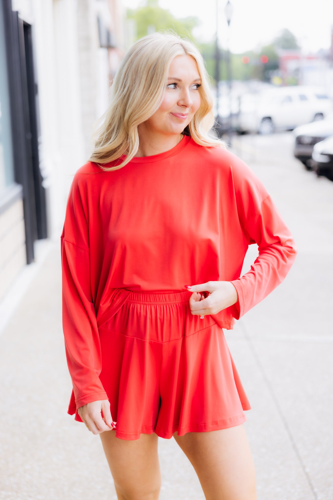 Coral Red Comfy Short Set