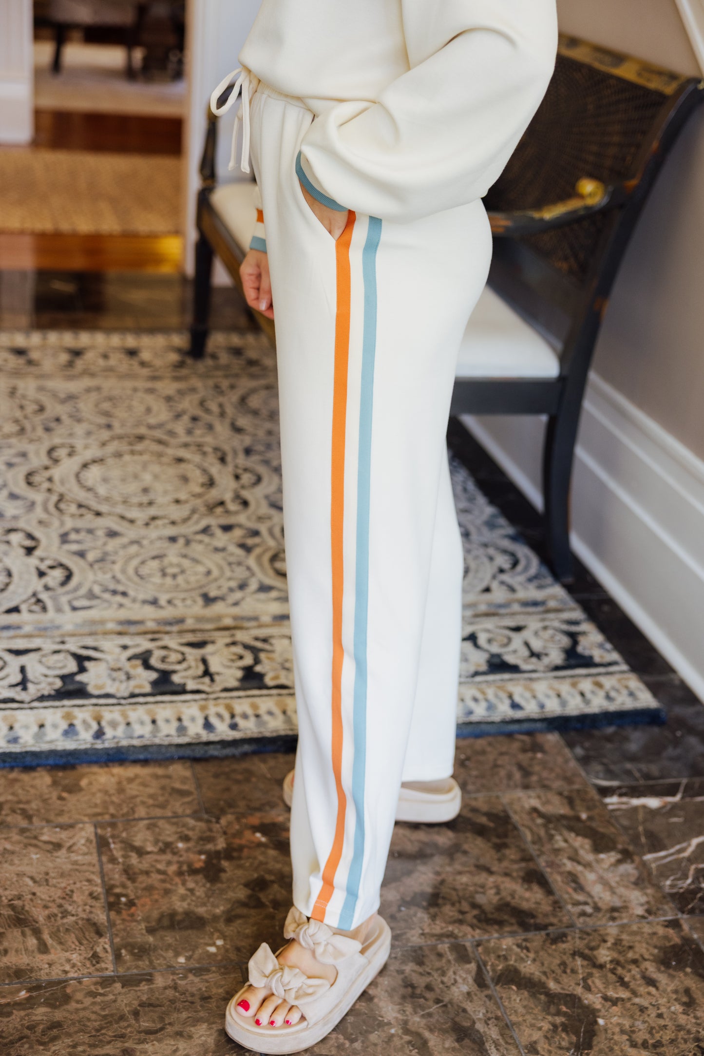 Cream Colorblock Pant Set