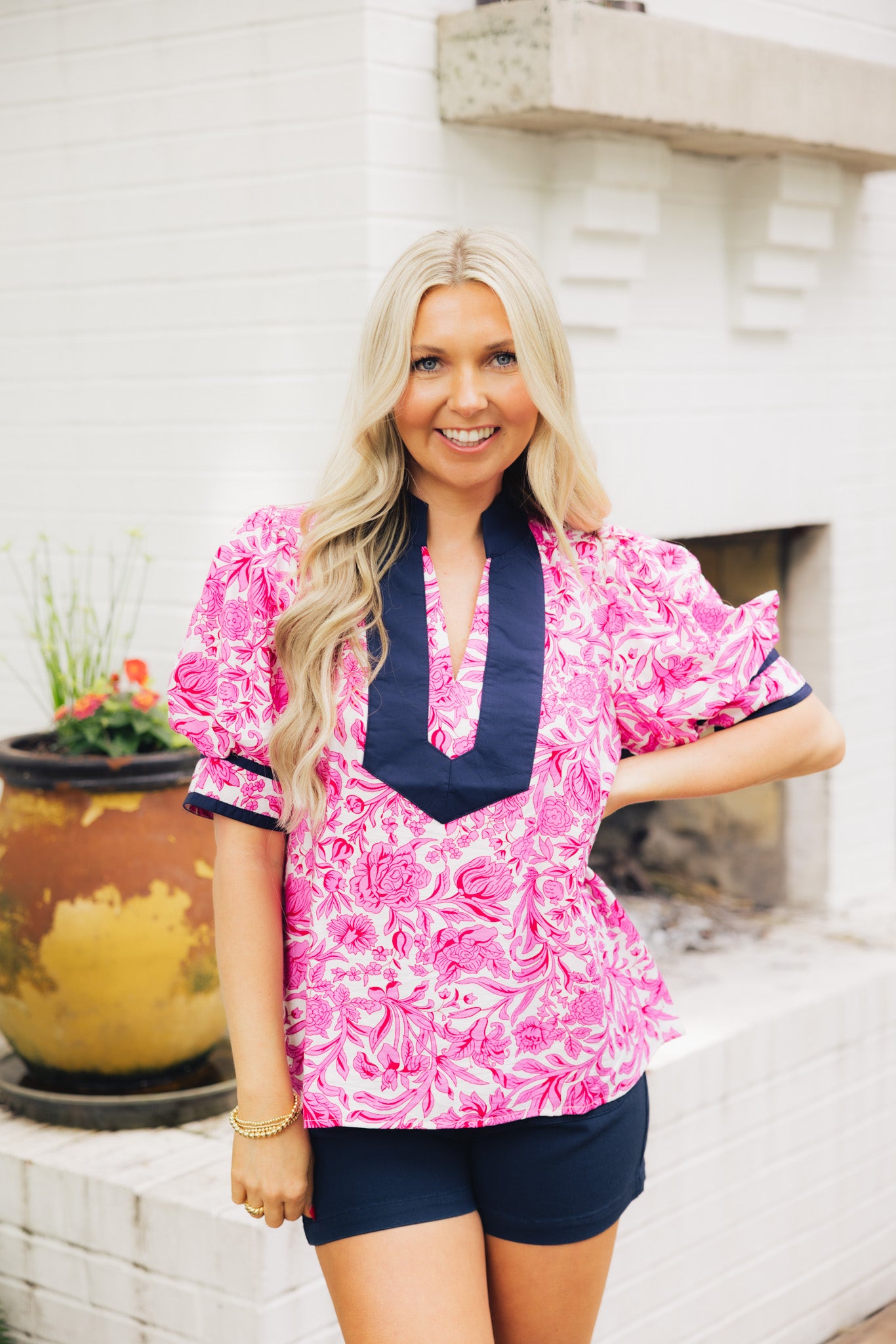 Contrast Floral Top
