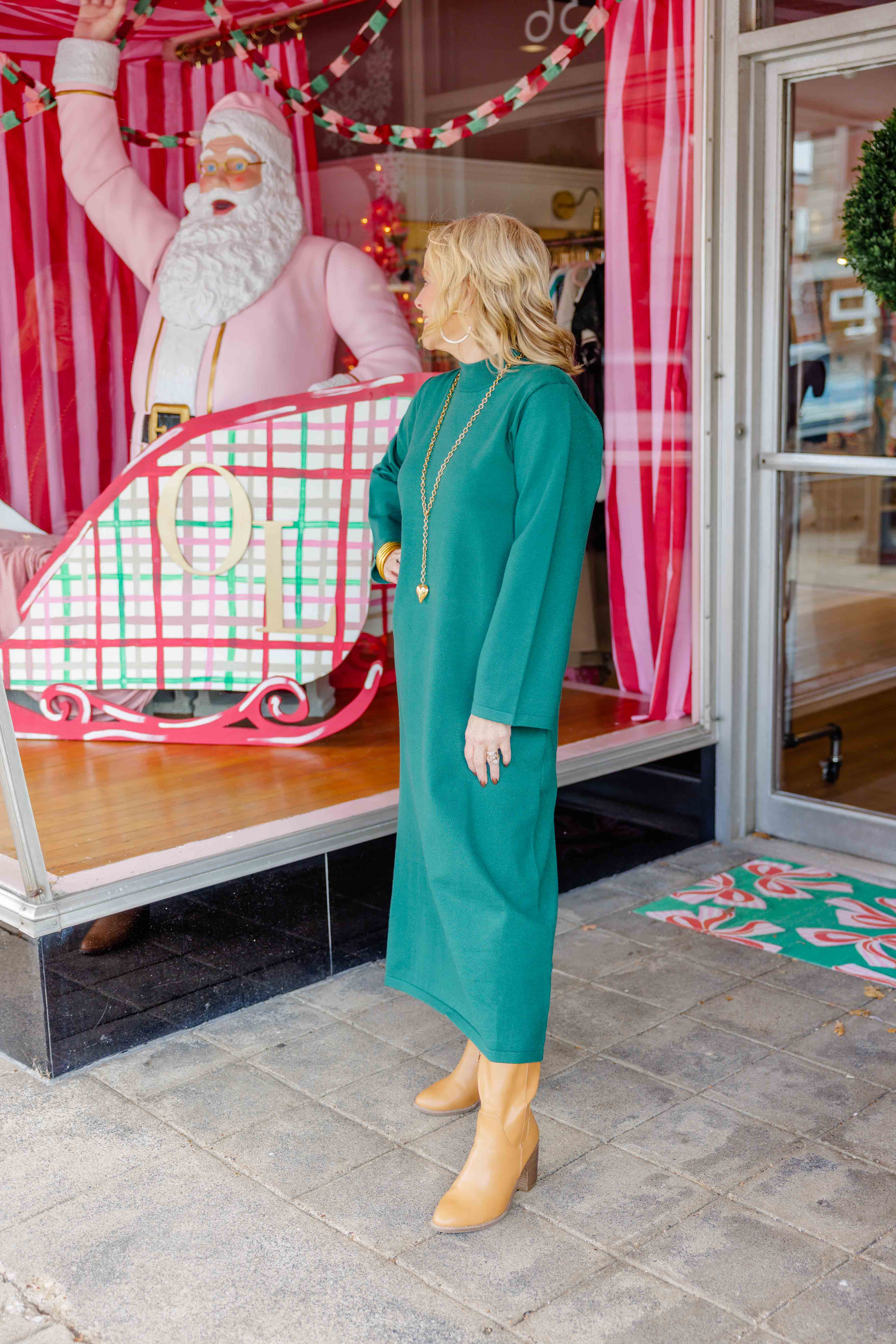 Solid Mock Neck Sweater Dress