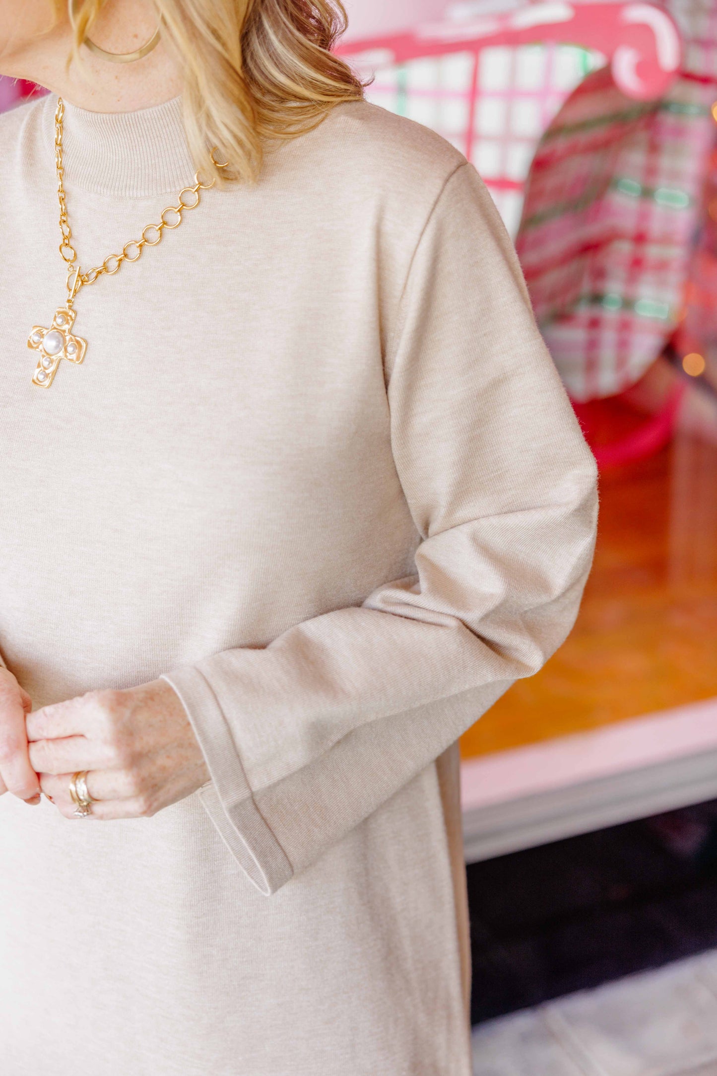 Solid Mock Neck Sweater Dress