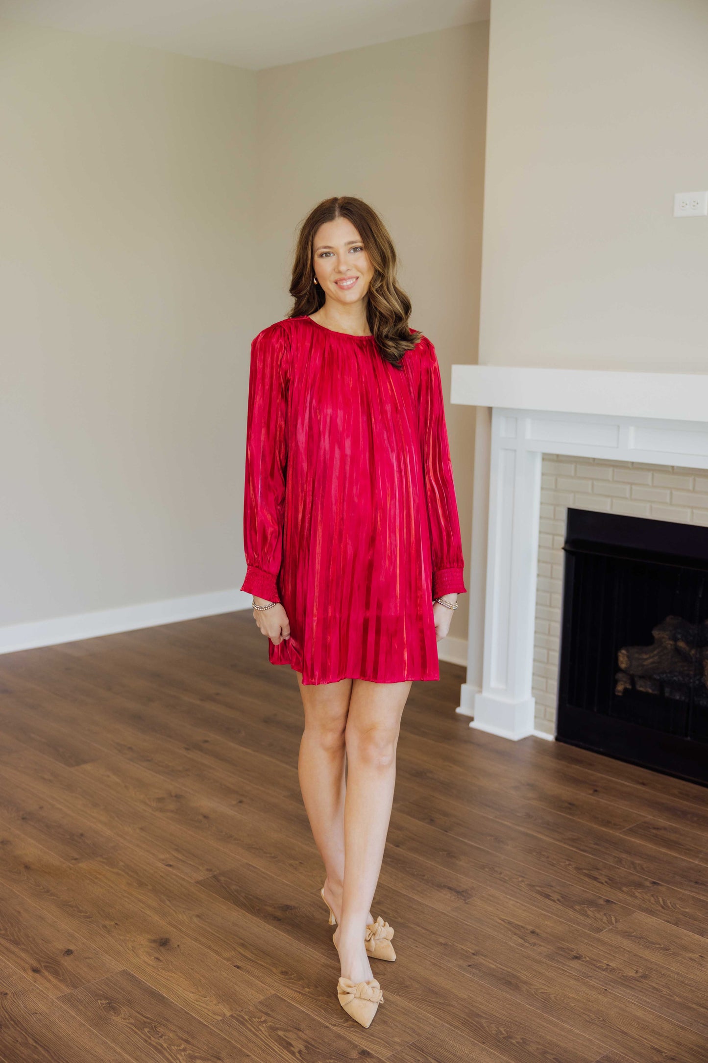 Red Pleated Mini Dress