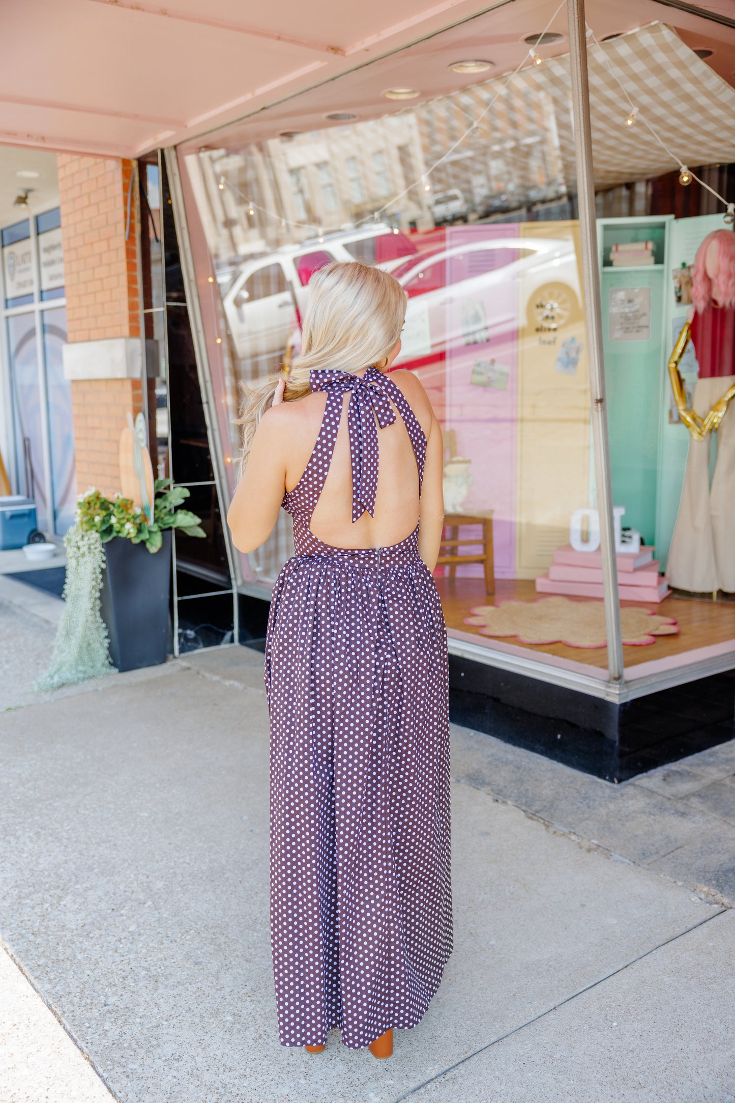 Chocolate Polka Dot Maxi Dress